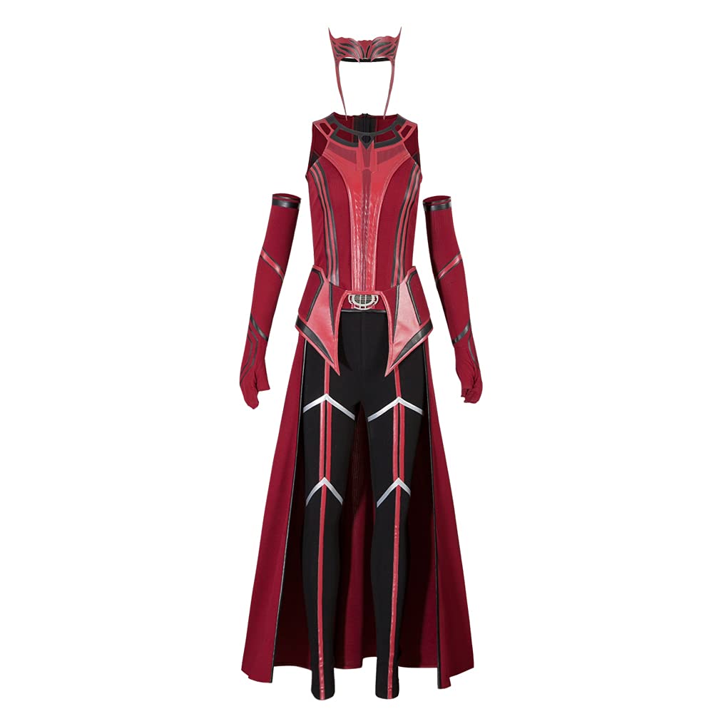 Women's Red Wanda Cosplay Costume - Scarlet Witch Halloween Outfit with Cloak & Battle Suit Full Set | Perfect for Comic Con, Halloween Parties & Cosplay Events