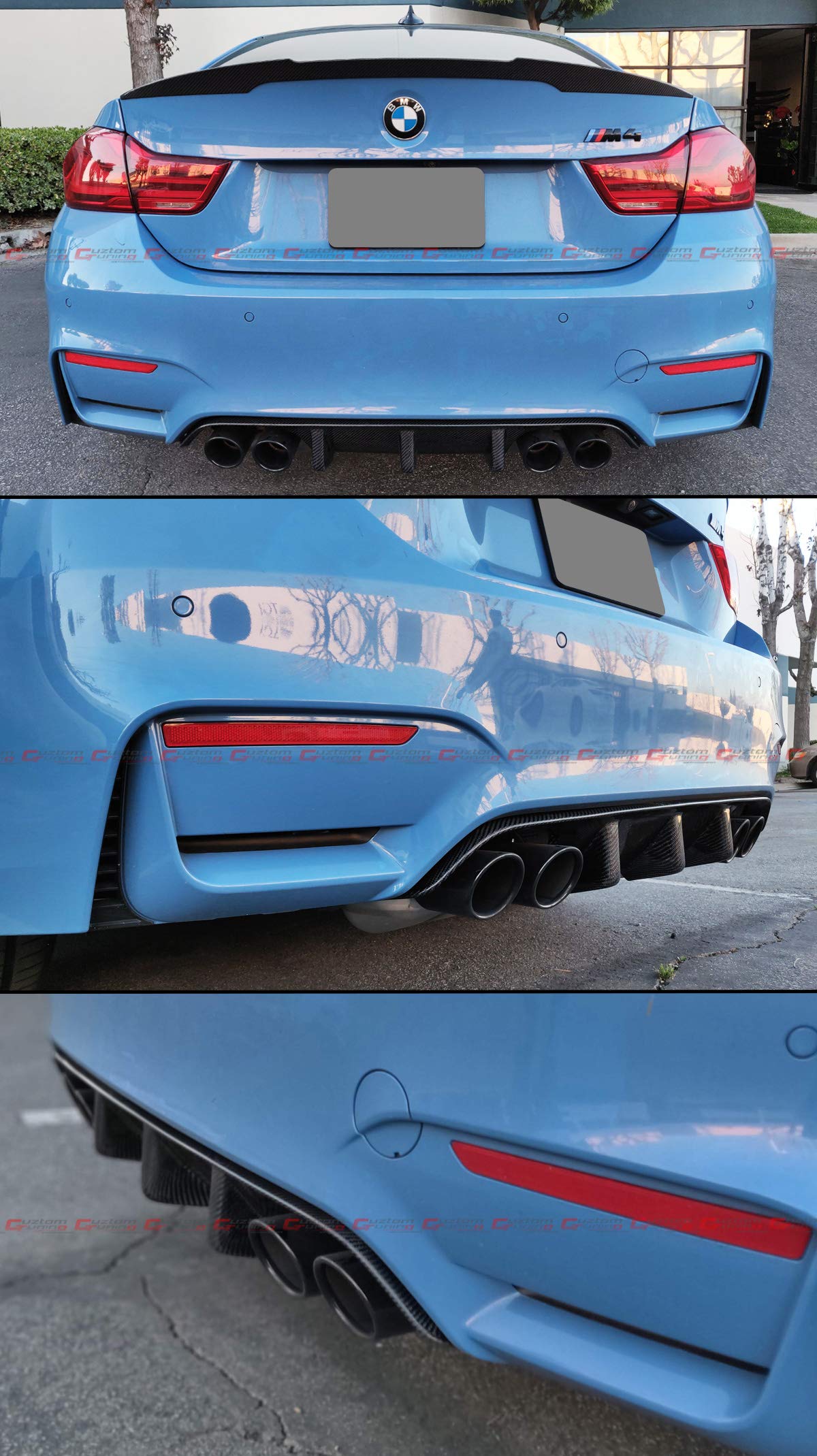 Carbon Fiber Rear Bumper Diffuser Valance for 2015-2019 BMW F82 F83 M4 - Performance Style Big Fin - Perfect for Car Shows & Racing Events