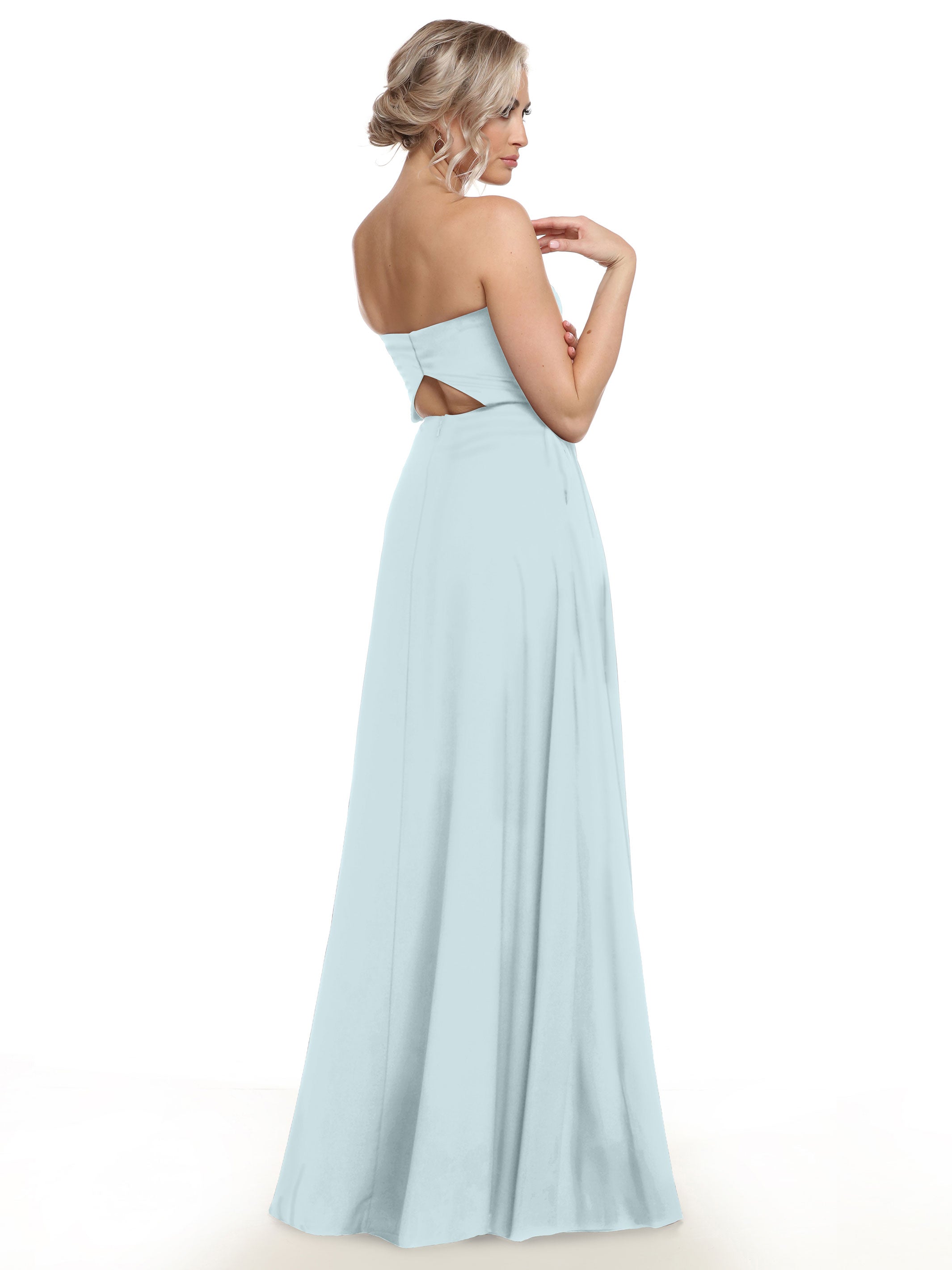 Strapless Stretch Chiffon A-Line Bridesmaid Dress with Pockets & Side Slit - Elegant Formal Wedding Party Gown for Bridesmaids, Evening Events & Special Occasions