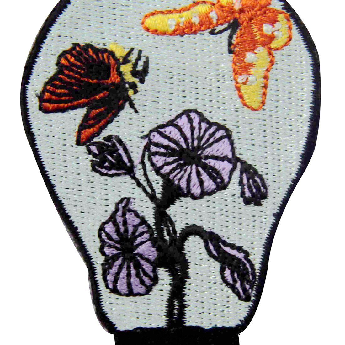 Butterfly and Flower Embroidered Iron On Patch - DIY Sew On Badge for Jackets, Bags, Hats & Clothing Decoration