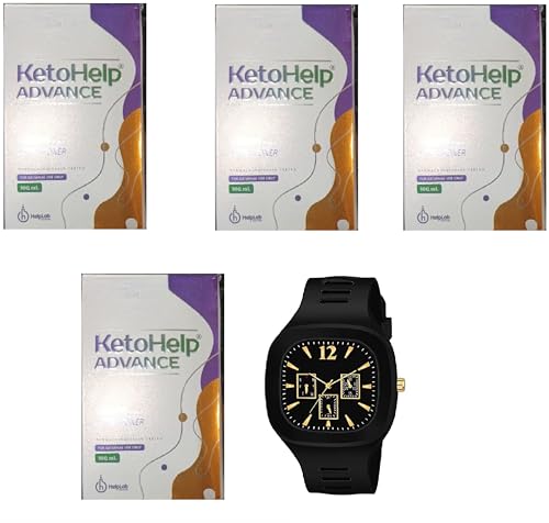KETOHELP Anti-Dandruff Shampoo Pack of 4 with Free Watch - Sulfate-Free & Ketoconazole Formula for Scalp Care - Perfect for Daily Use at Home or Travel