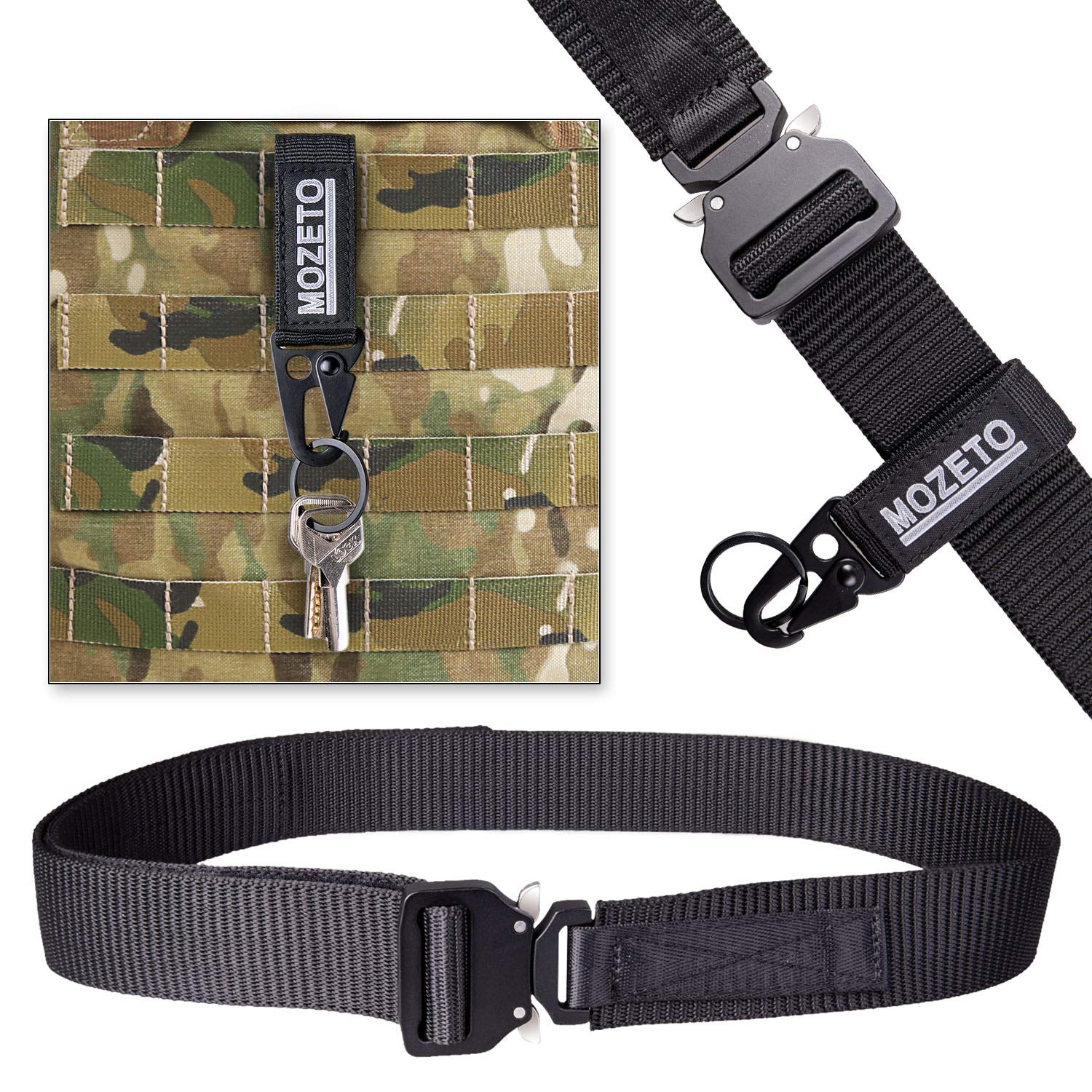 MOZETO Tactical Belt for Men - 2 Pack Quick Release EDC Gun Belt with Velcro & Concealed Carry - Durable Hunting Waist Belt for Outdoor, Tactical, and Everyday Use