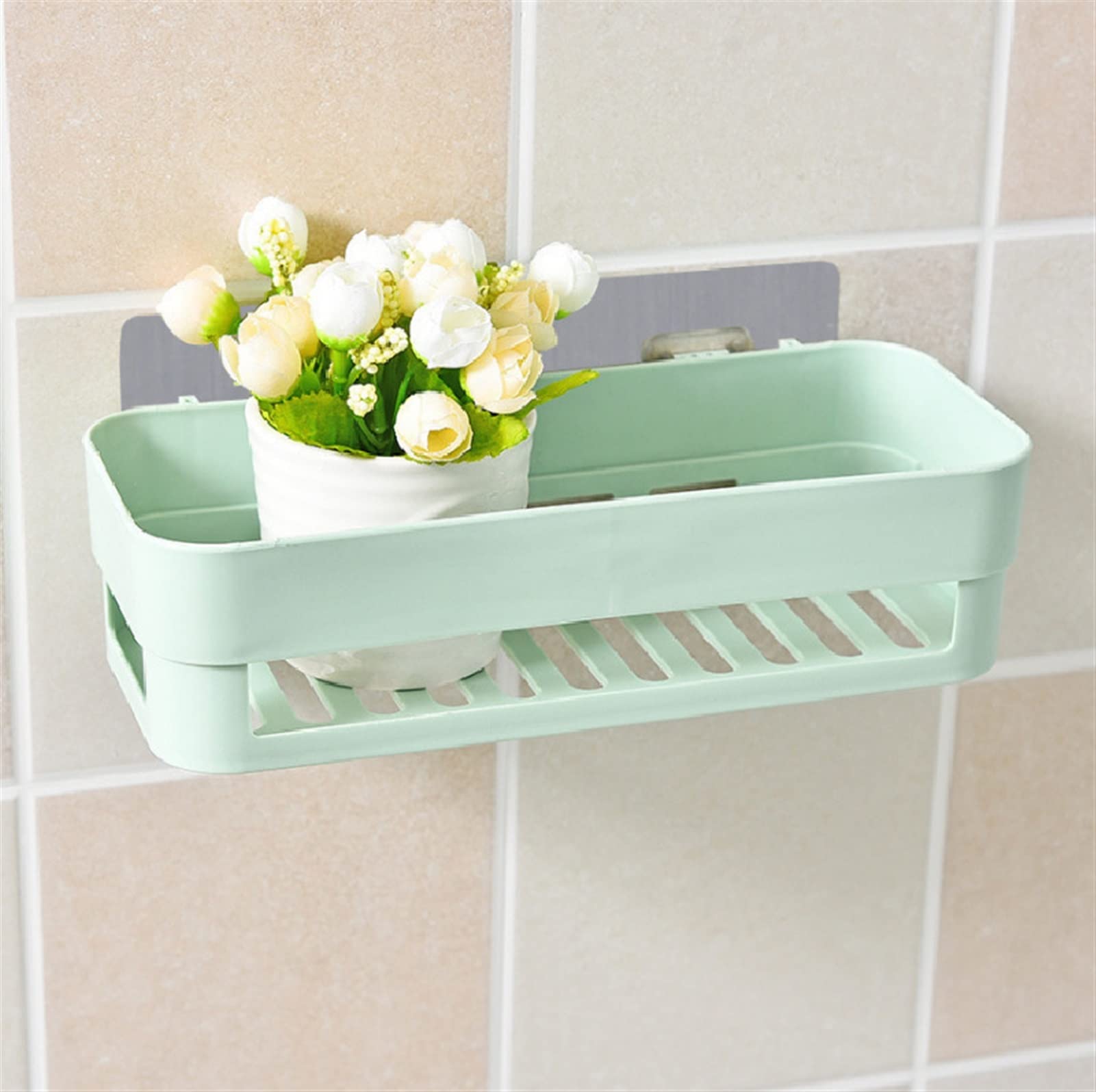 Stainless Steel Shower Caddy Organizer - Bathroom Wall Mounted Shelf for Towels, Shampoo & Soap Storage - Space Saving Kitchen & Bath Decor (Blue) - Perfect for Small Bathrooms & Apartment Living
