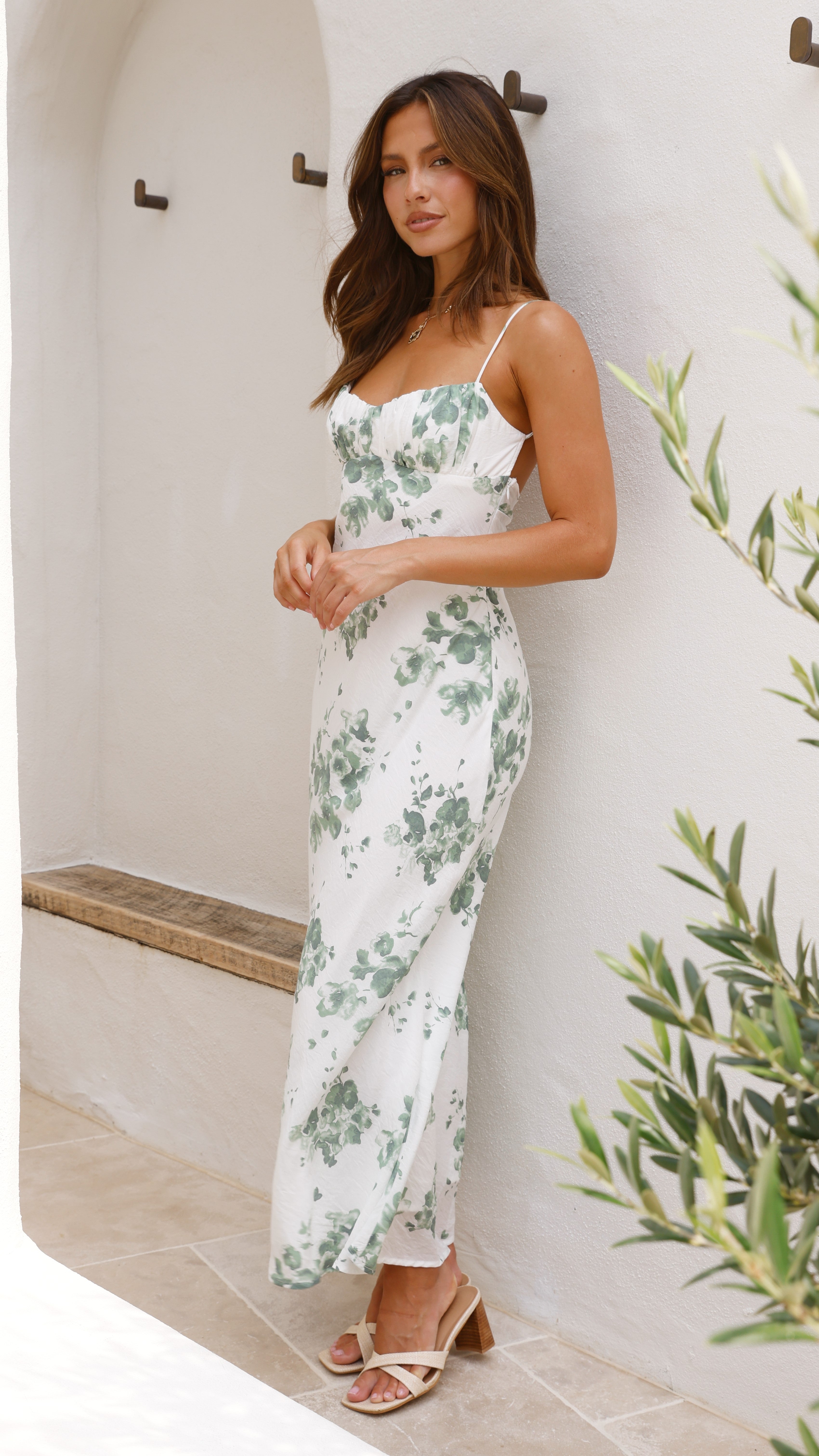 Margie Midi Dress - Green Floral Print Summer Dress for Women | Casual & Party Wear | Perfect for Beach, Wedding & Date Night
