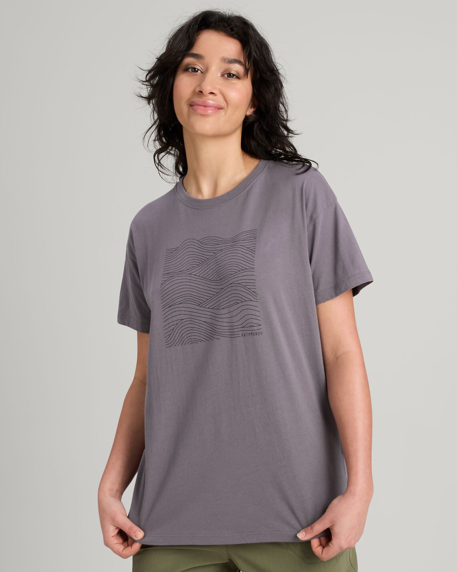 Organic Cotton Women's Ripple T-Shirt - Light Quartz Color | Soft & Breathable Casual Tee for Everyday Wear, Yoga & Outings