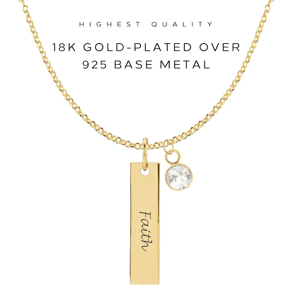 Personalized Engraved Vertical Bar Necklace - Custom Name Pendant Jewelry for Women - Perfect for Anniversary, Birthday & Valentine's Day Gifts