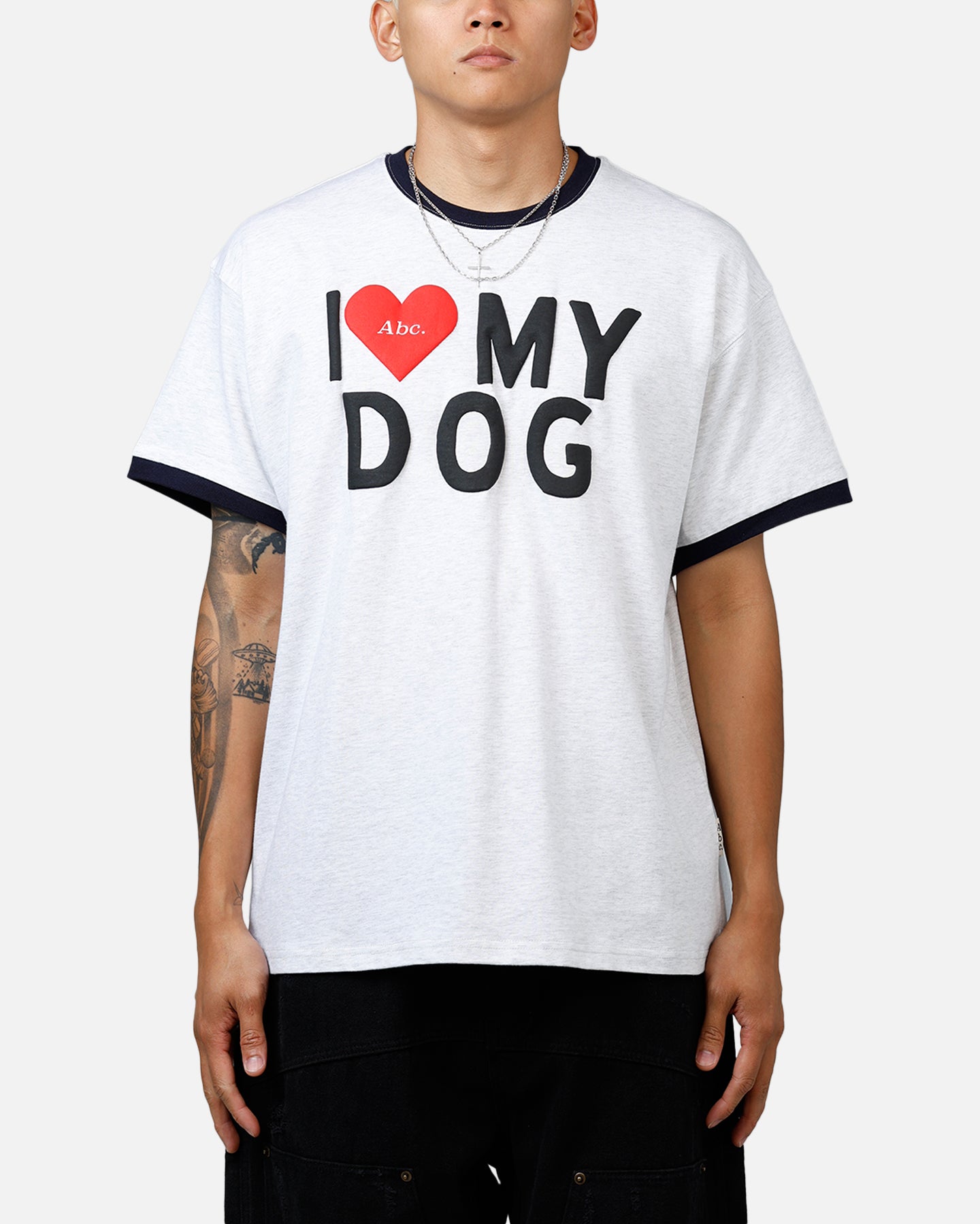 I Love My Dog Ring T-Shirt for Women - Heather Grey Cotton Tee - Casual Wear & Dog Lover Gifts