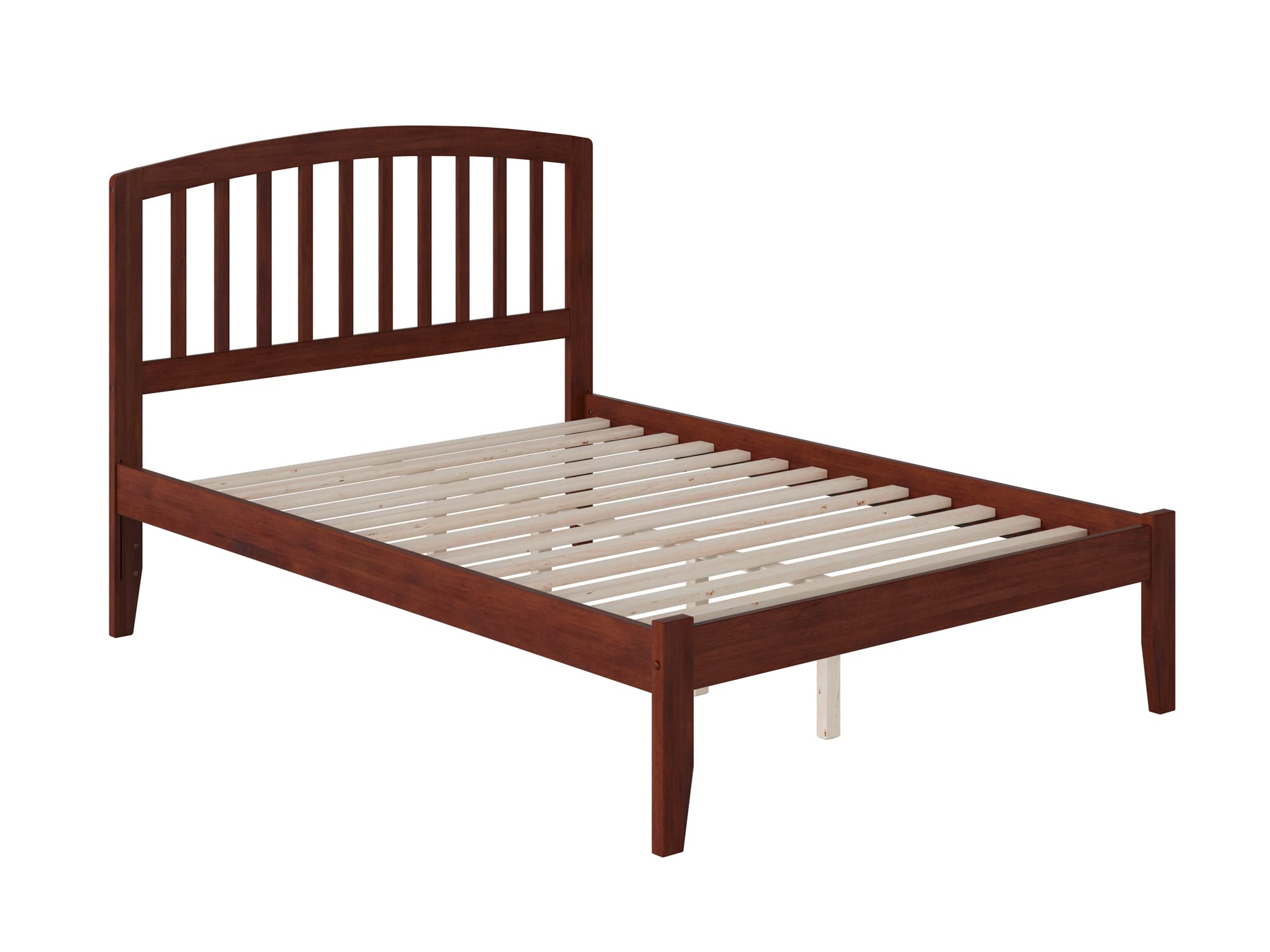 AFI Richmond Full Size Platform Bed Frame with Open Footboard - Walnut Finish, Sturdy Wooden Bed Frame for Bedroom, Living Room, or Guest Room