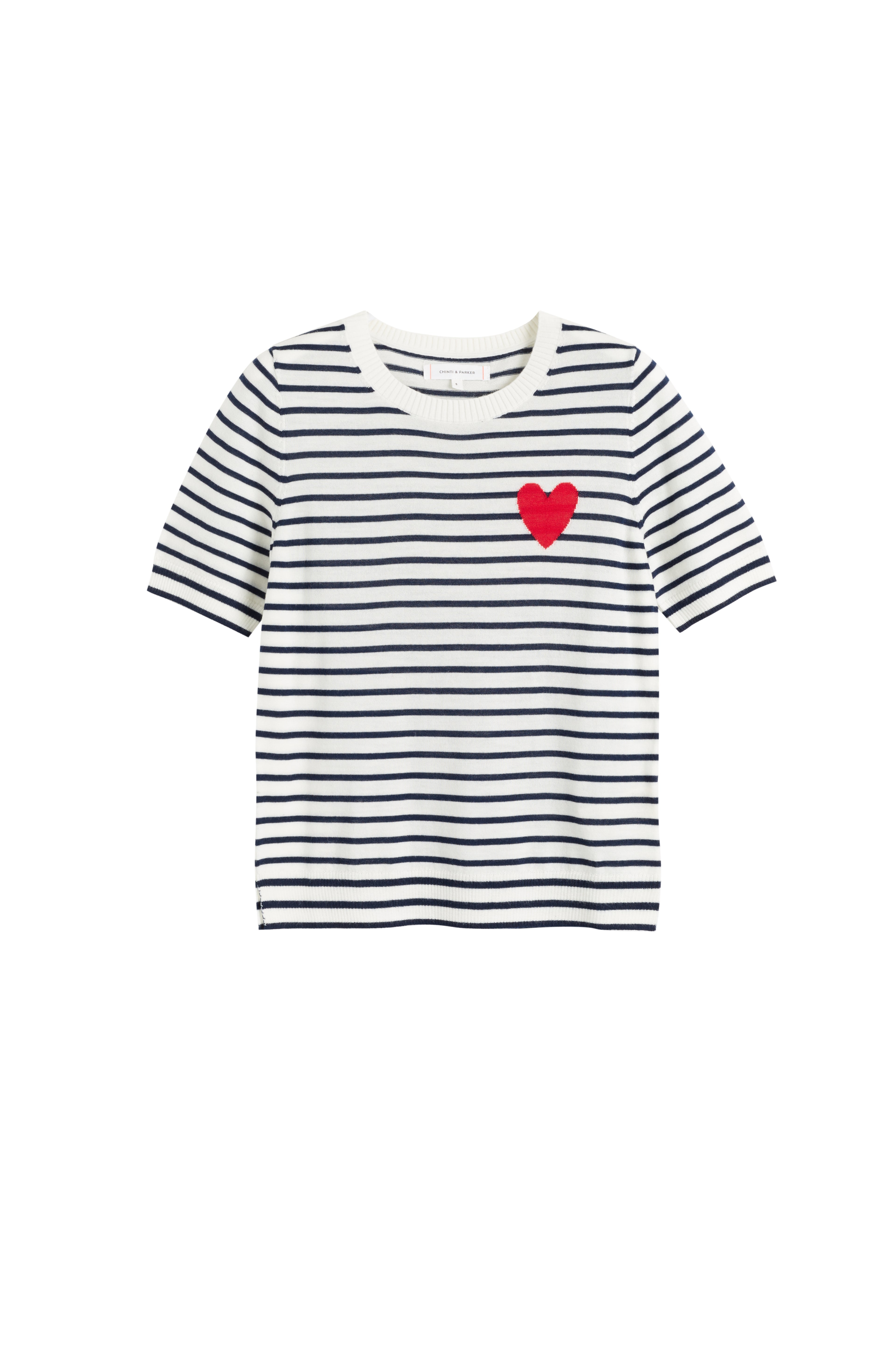 Premium Cream & Navy Merino Wool Heart Breton T-Shirt for Men & Women | Soft, Breathable & Comfortable | Perfect for Casual Wear, Layering & Cold Weather Outfits