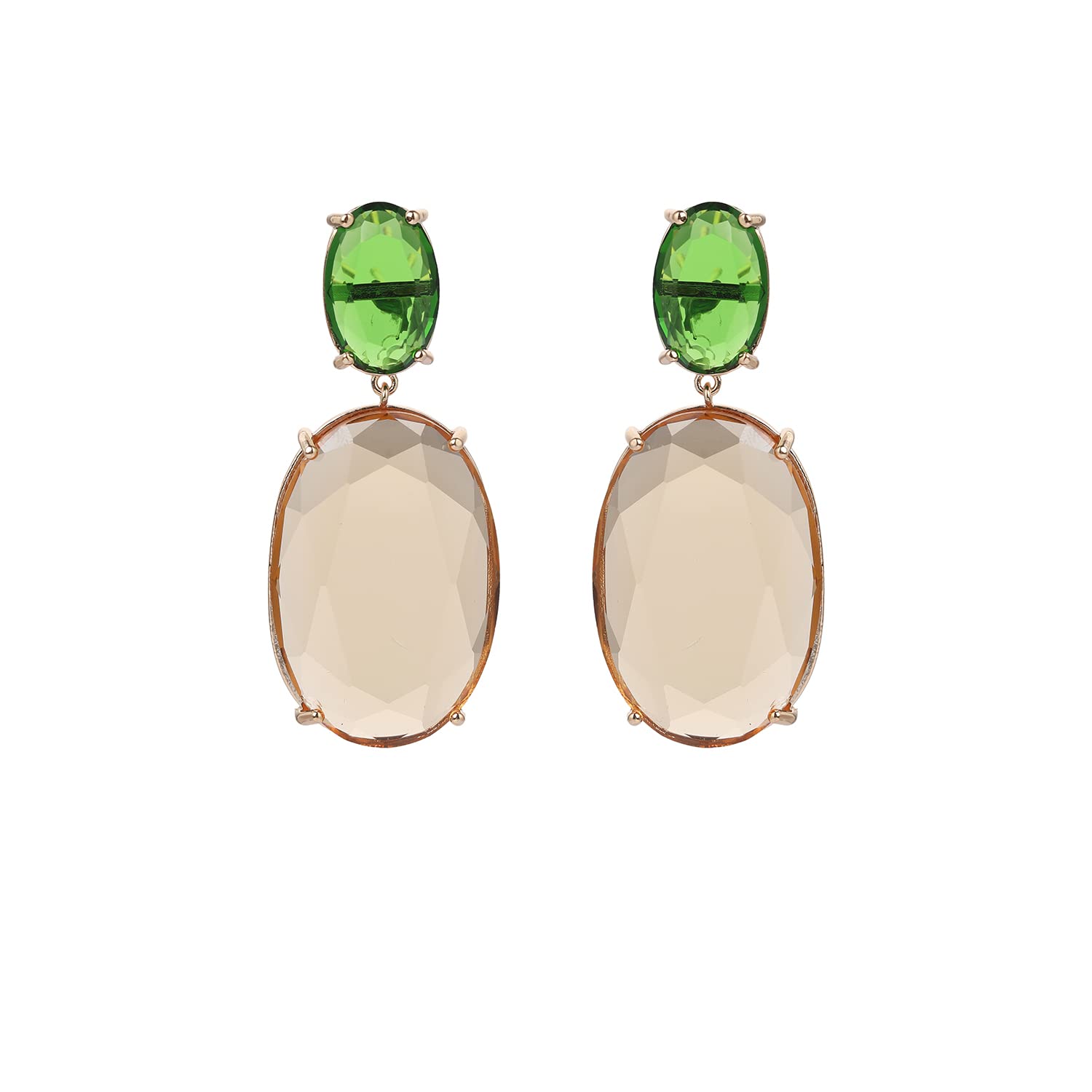 Cubic Zirconia CZ Oval Stud Earrings for Women - Wedding Bridal Jewelry, Birthday Party Gift, Elegant Crystal Earrings for Everyday Wear | CE11226
