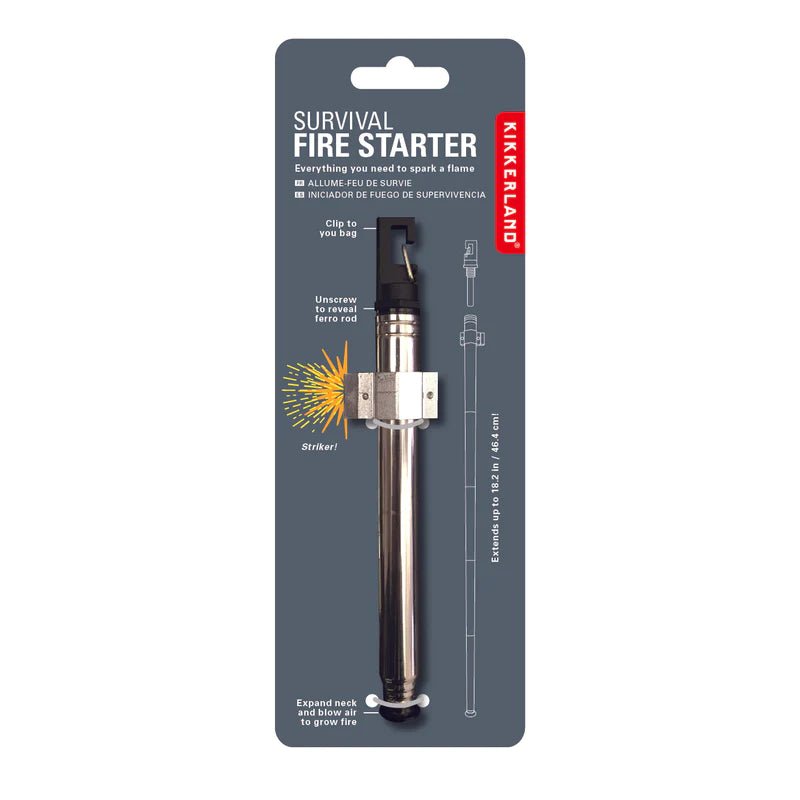 Kikkerland Survival Fire Starter - Waterproof & Windproof Emergency Fire Starter Kit for Camping, Hiking, and Outdoor Adventures