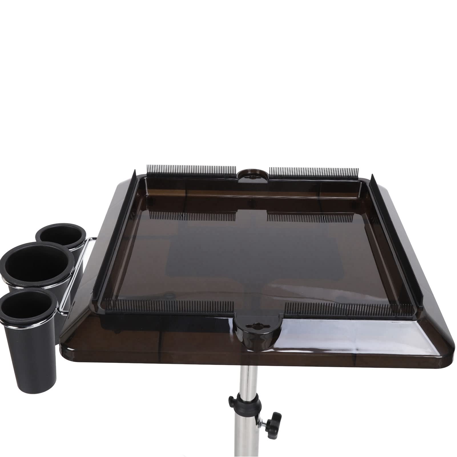 **Adjustable Height Stainless Steel Salon Tray Cart on Wheels - Mobile Hair Extension & Styling Tool Organizer for Salon Professionals | Perfect for Hairdressing, Manicures & Beauty Stations**