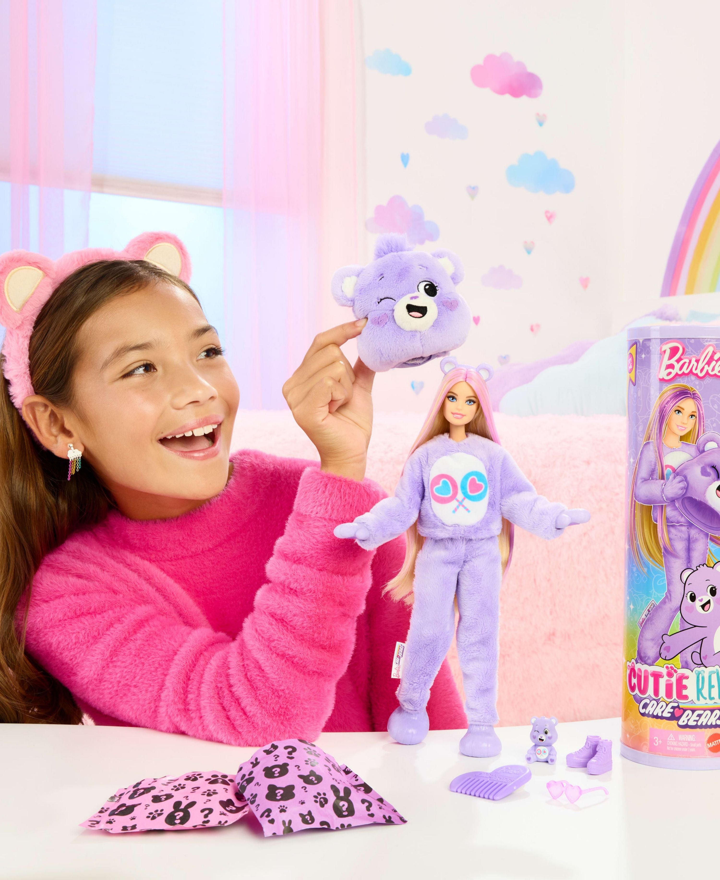 Barbie Cutie Reveal Care Bears Series Doll with Share Bear Plush Costume - Perfect Gift for Kids, Collectible Toy for Girls & Boys - Birthday, Christmas & Playtime Fun