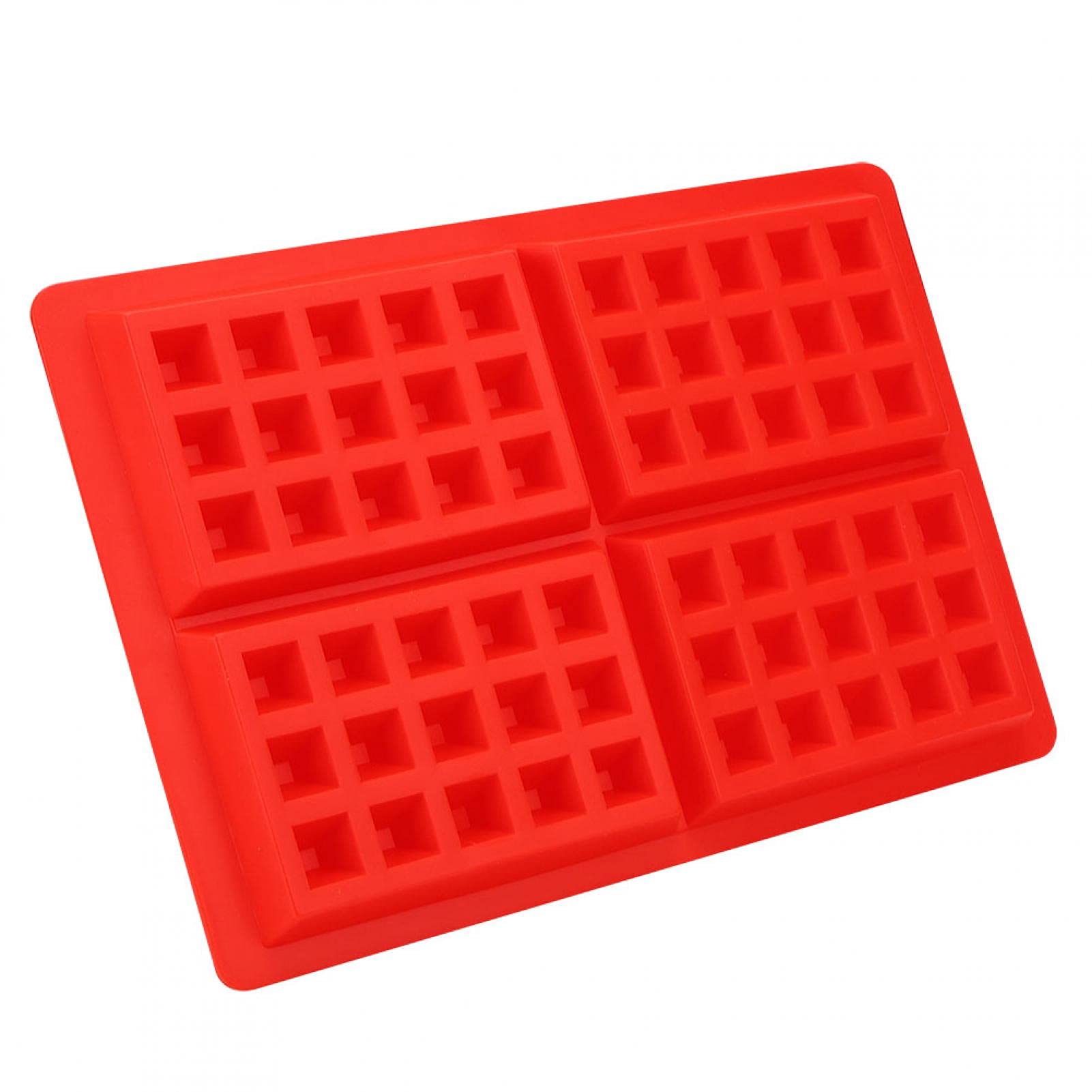 Non-Stick Silicone Rectangle Waffle Maker - Red Baking Mold for Perfect Homemade Waffles, Pancakes & Biscuits | Ideal for Breakfast, Brunch & Dessert Making