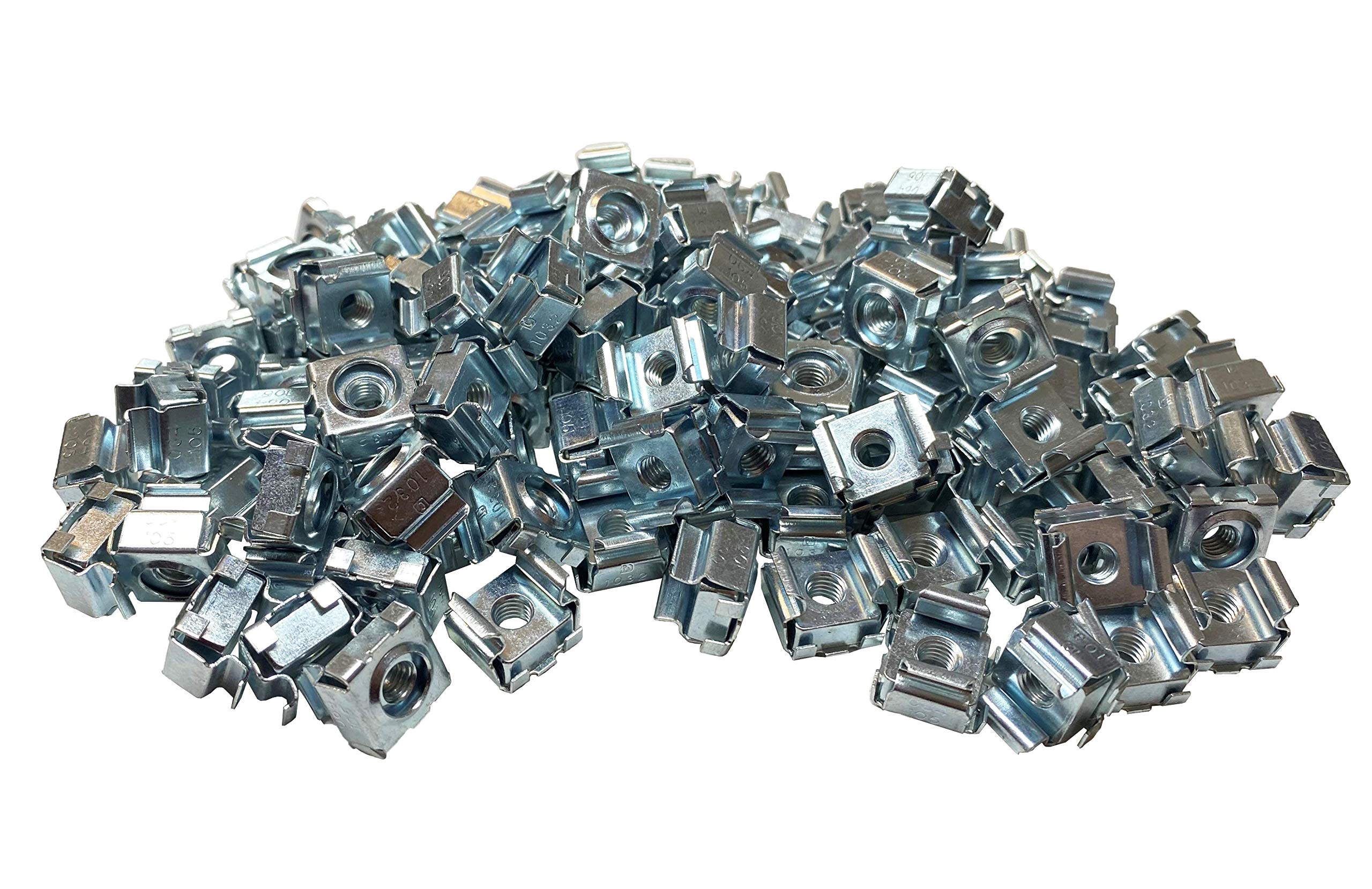 RackGold® 100 Pack Zinc 10-32 Cage Nuts - Made in USA - Perfect for Server Rack Mounting & Network Equipment Installation