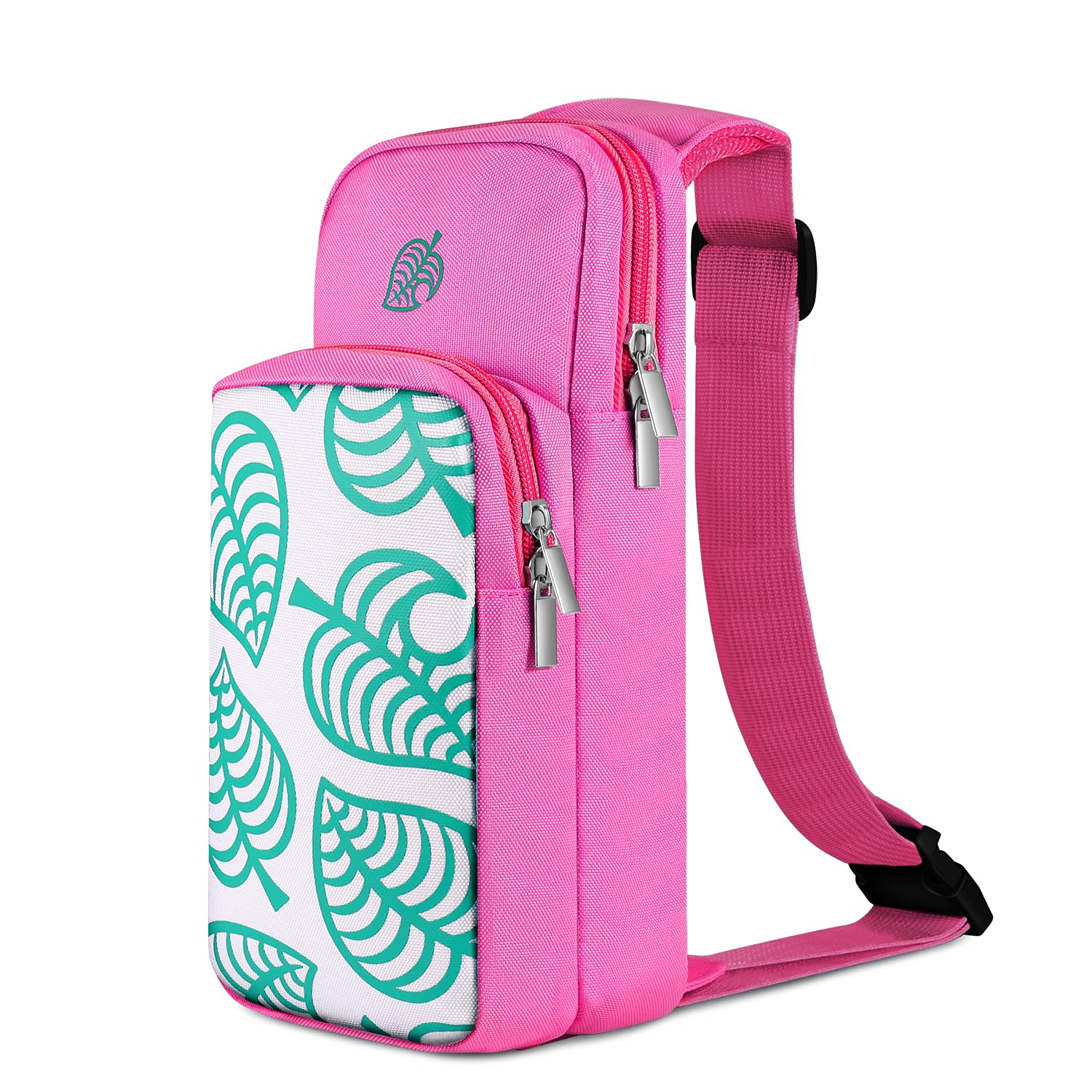 Cute Pink TNP Travel Shoulder Bag for Nintendo Switch & Switch Lite - Portable Carrying Case Compatible with Animal Crossing Games, Console & Dock Charger - Perfect for Travel, Commuting & Gaming On-The-Go