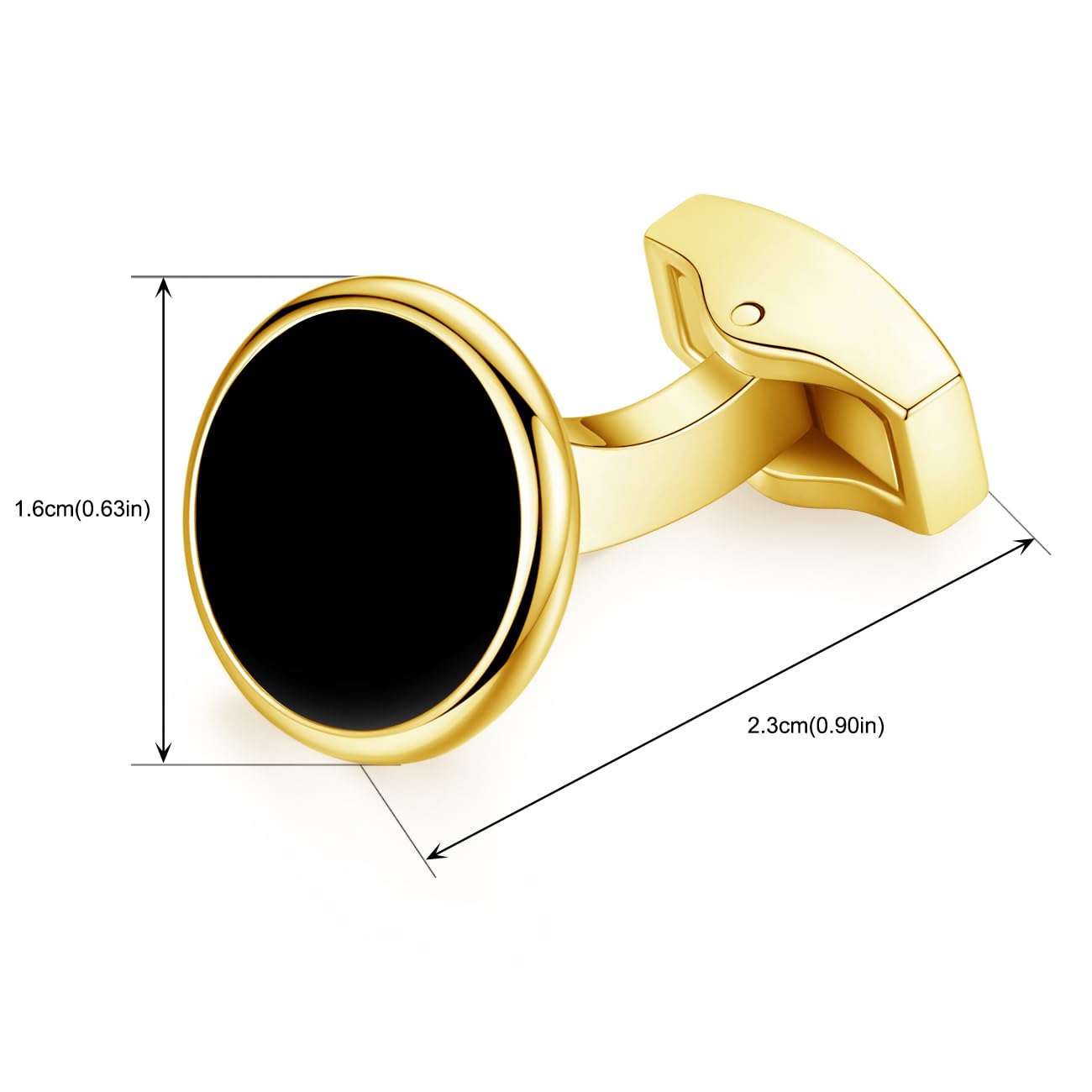 Honey Bear White Pearl Shell Black Onyx Round Cufflinks for Men - Elegant Gift for Weddings, Business & Formal Events
