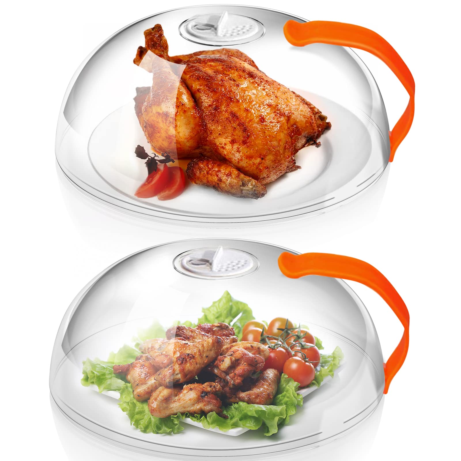 BPA-Free Microwave Splatter Cover with Handle & Steam Vents - 2 Pack Food-Safe Plate Covers to Keep Microwave Clean | Perfect for Reheating Meals, Preventing Mess & Easy Cleaning