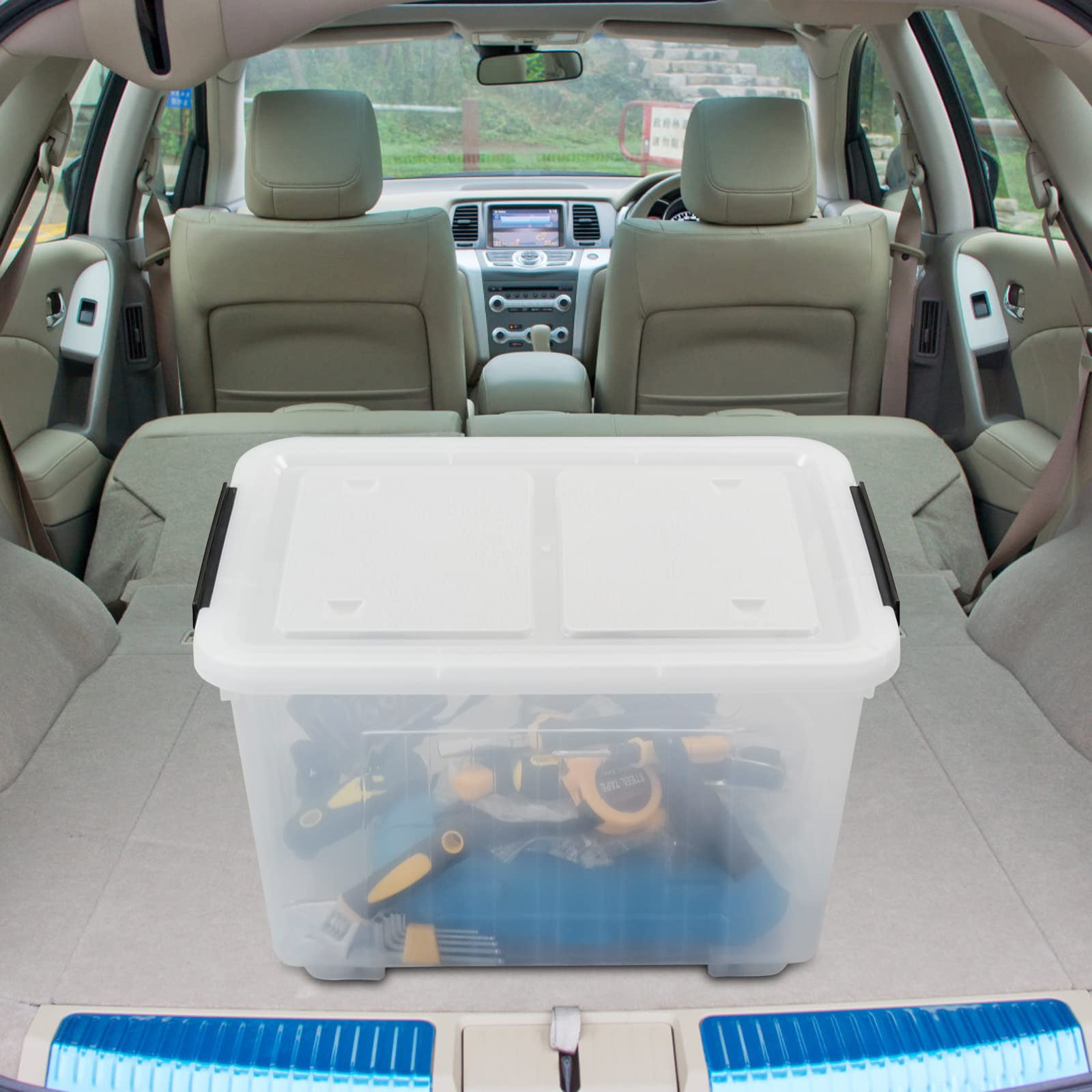 4-Pack Clear Plastic Storage Box with Lid - 30L Large Latching Storage Bins for Home, Office, Garage & Closet Organization - Perfect for Storing Clothes, Toys, Tools & More