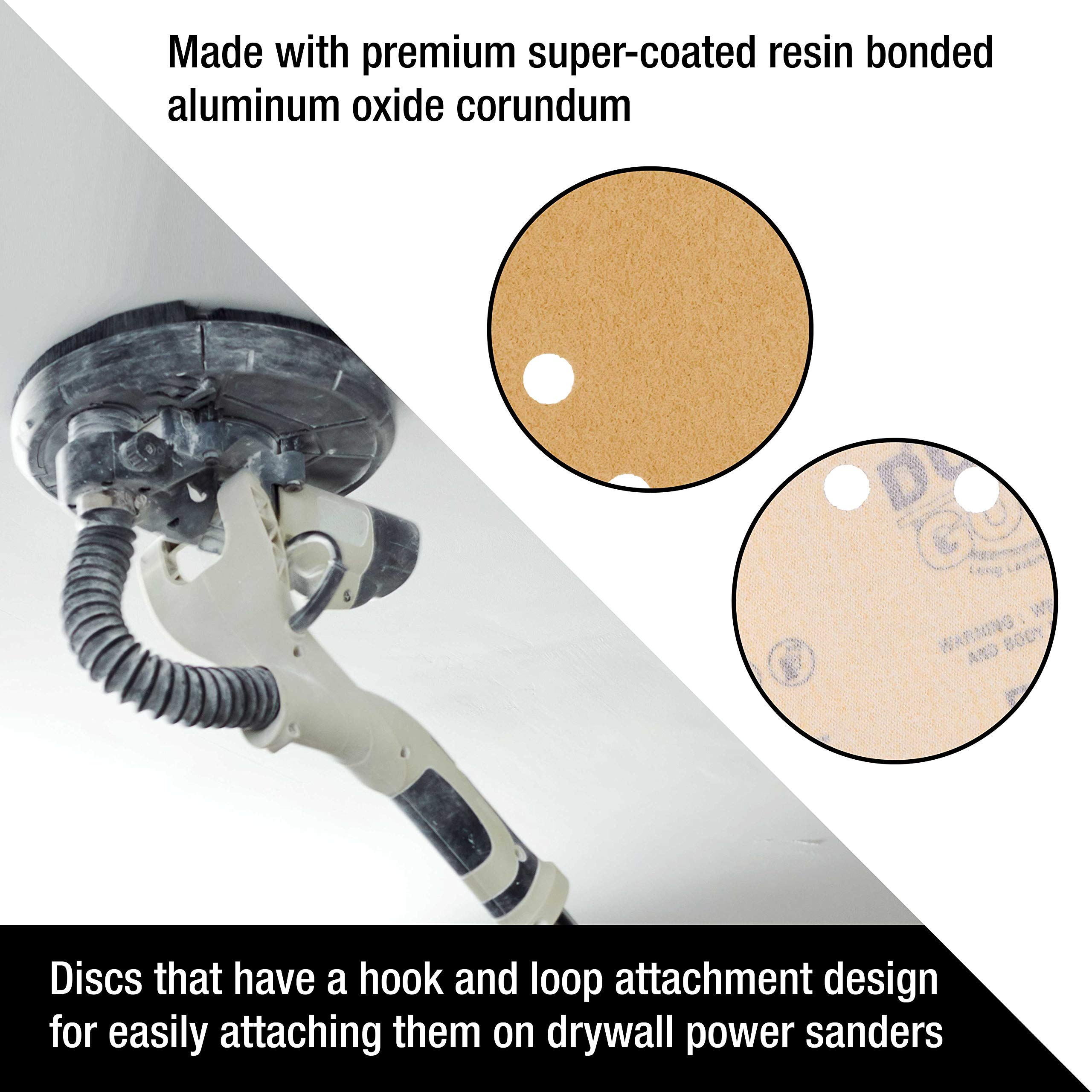 Dura-Gold Premium 9 Inch Drywall Sanding Discs - 180 Grit Aluminum Oxide Sandpaper (10-Pack) - Hook & Loop Backing with 10 Hole Pattern for Fast Cutting - Compatible with Power Sanders for Drywall, Wood Sanding & Surface Preparation