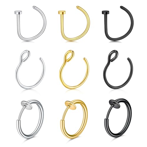 A1-nose ear hoop- silver gold black