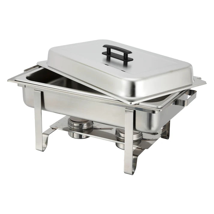 Winco Newburg 8 Qt Stainless Steel Full-Size Rectangle Chafing Dish C 3080B - Perfect for Buffets, Catering & Party Food Warmers