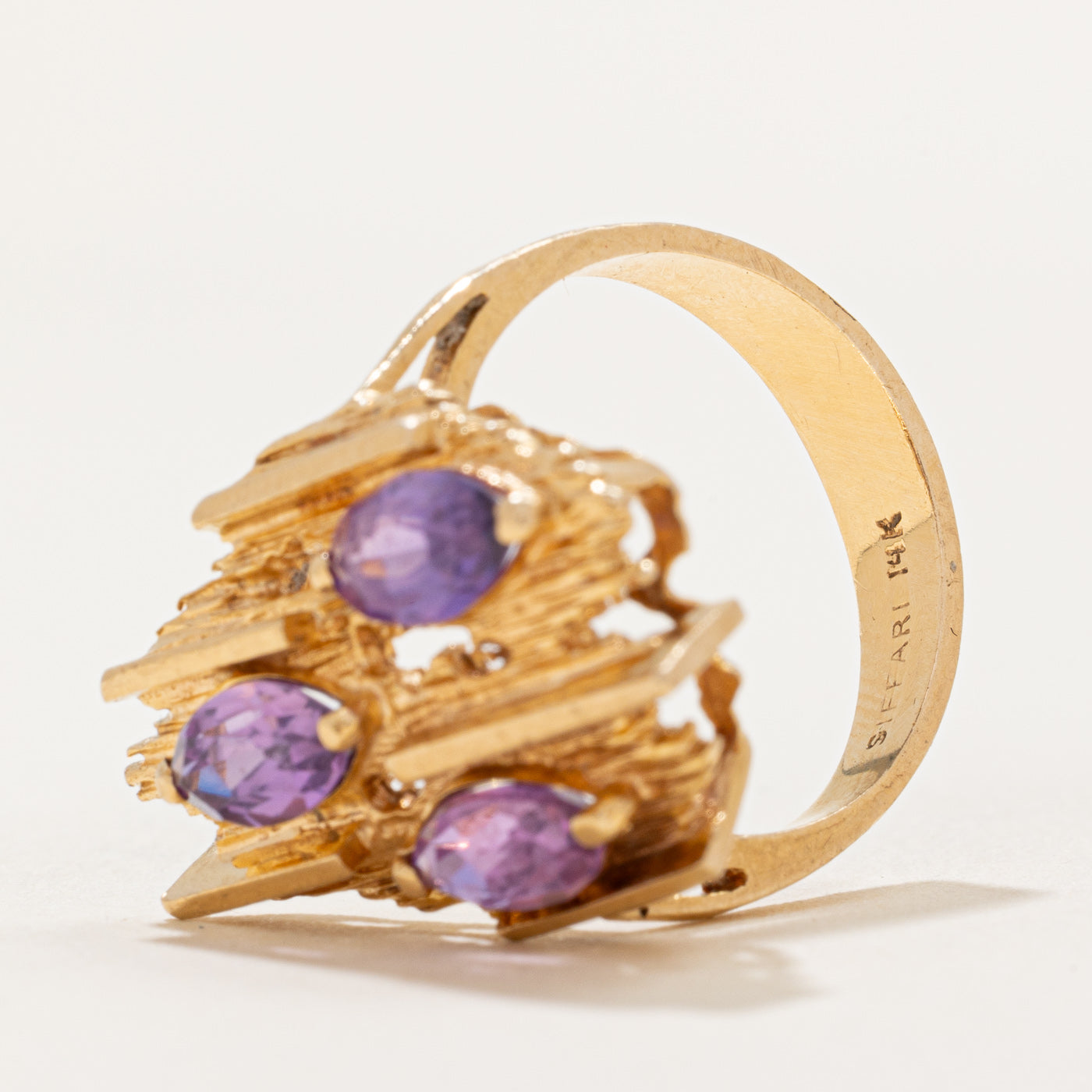 1.80ctw Synthetic Purple Sapphire Cocktail Ring - Size 6.75, Elegant Textured Design for Women | Perfect for Evening Parties, Weddings & Special Occasions