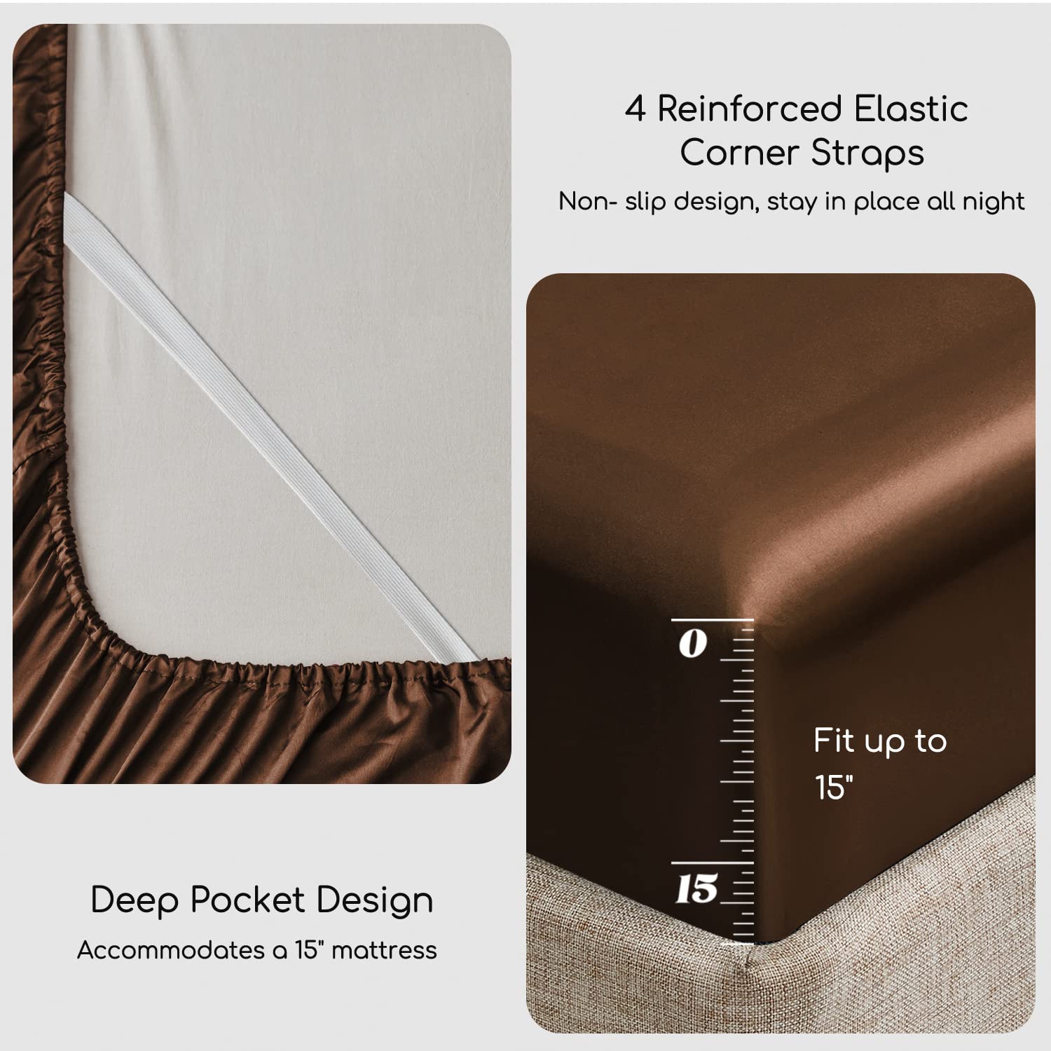 Luxury Satin Bed Sheets Set - 6 Piece King Size Silky Bedding with 15