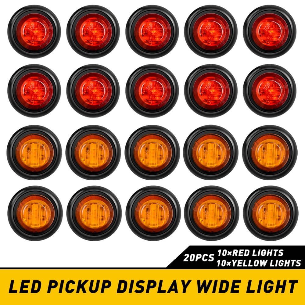 3/4 Inch LED Side Marker Lights - Round Bullet Design, 3 LEDs, Mini Size for Trucks, Trailers & Tires - Perfect for Night Driving & Vehicle Safety
