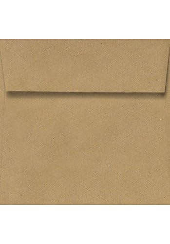 Premium Square Invitation Envelopes 3.25x3.25 Inch - Self-Seal Peel & Press Closure - 70lb Text Weight Grocery Bag Brown - Pack of 50 for Wedding Invitations, Greeting Cards & Party Favors