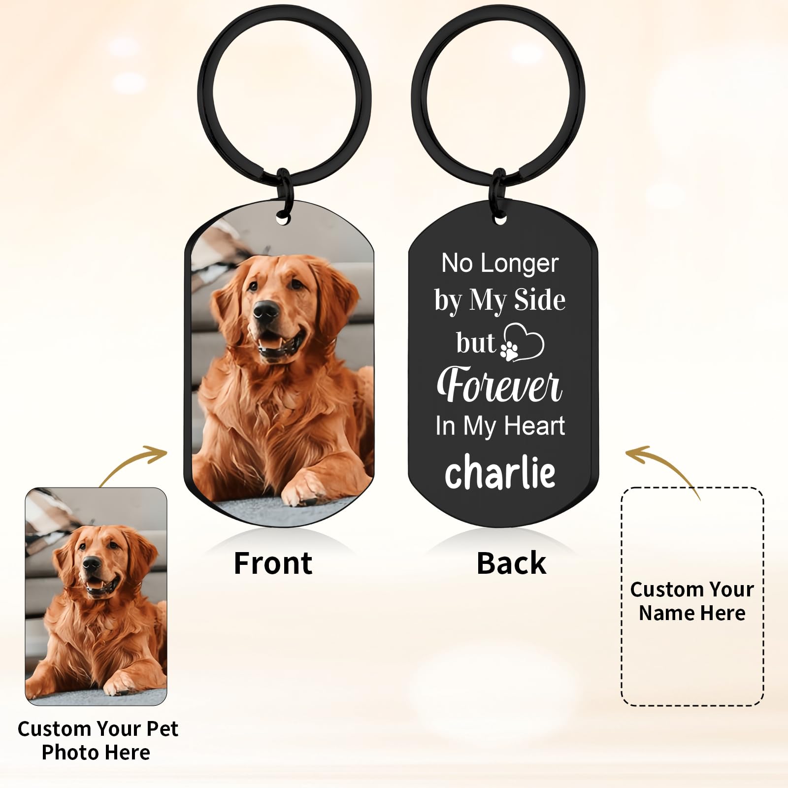 Custom Pet Photo Keychain - Personalized Memorial Gift for Pet Loss | Dog Cat Lover Keepsake