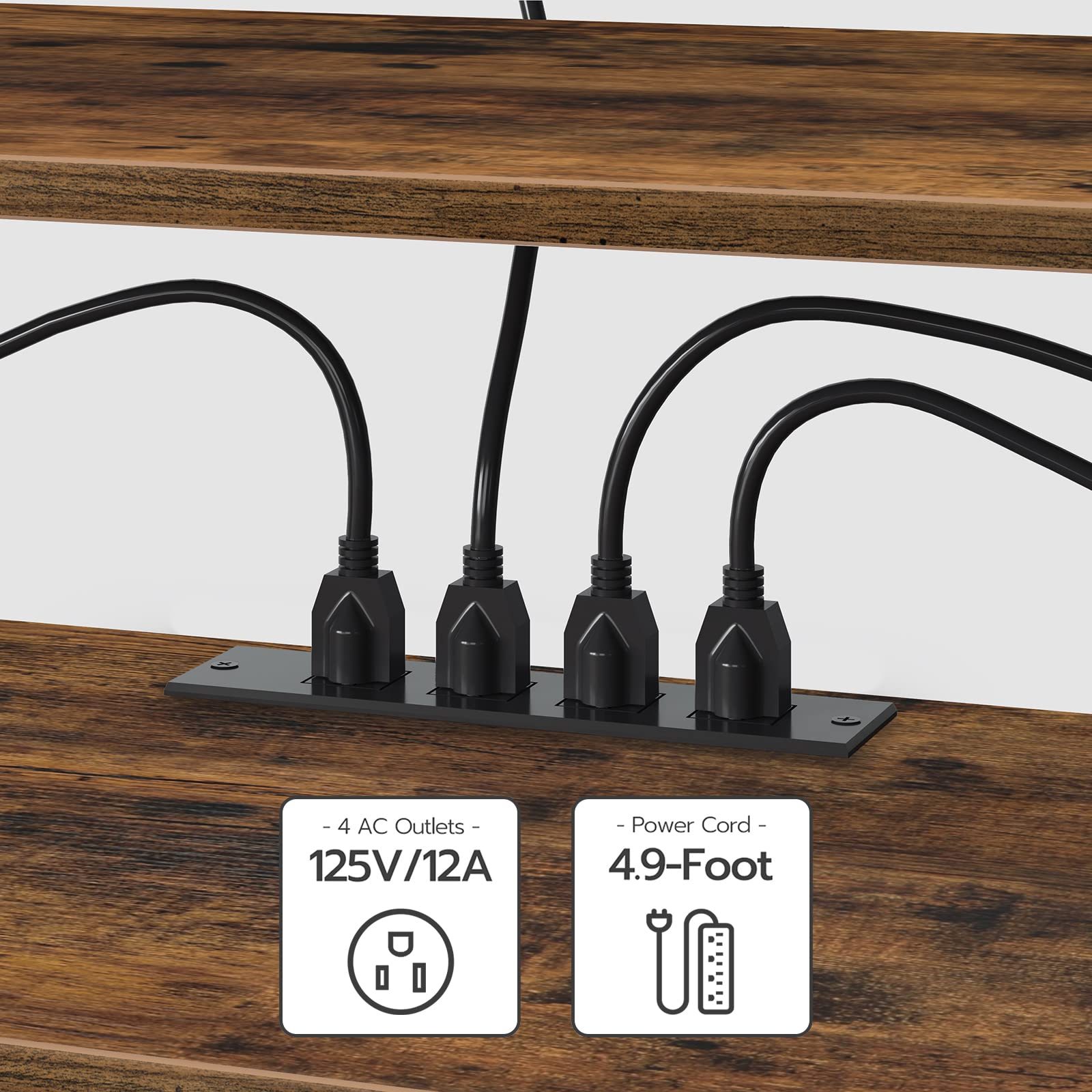 HOOBRO 75 Inch TV Stand with Power Outlets, Industrial TV Console Table with Open Storage Shelves & Cabinet, Rustic Brown and Black Media Entertainment Center - Perfect for Living Room, Bedroom, Home Theater Setup (Model BF80DS01)