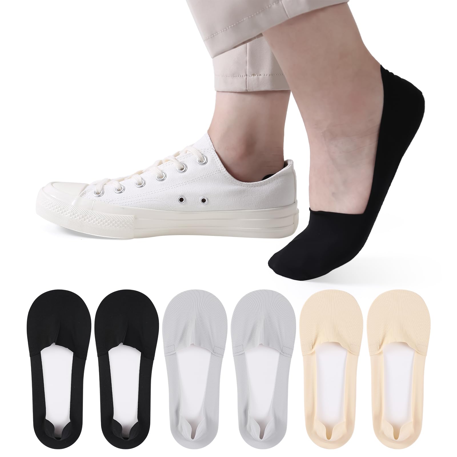 Men's No Show Socks - Breathable Cotton Ankle Socks for Men Size 10-13 - Perfect for Running, Sneakers & Casual Wear
