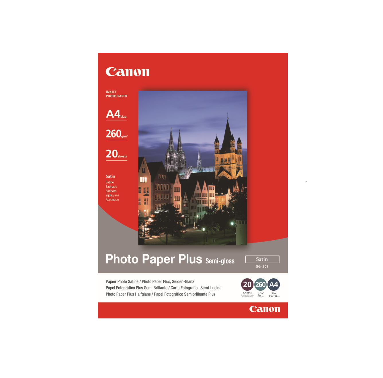 Canon SG-201 Semi-Gloss High Contrast Photo Paper - A4 Size (20 Sheets) for Professional Photography, Printing, and Scrapbooking