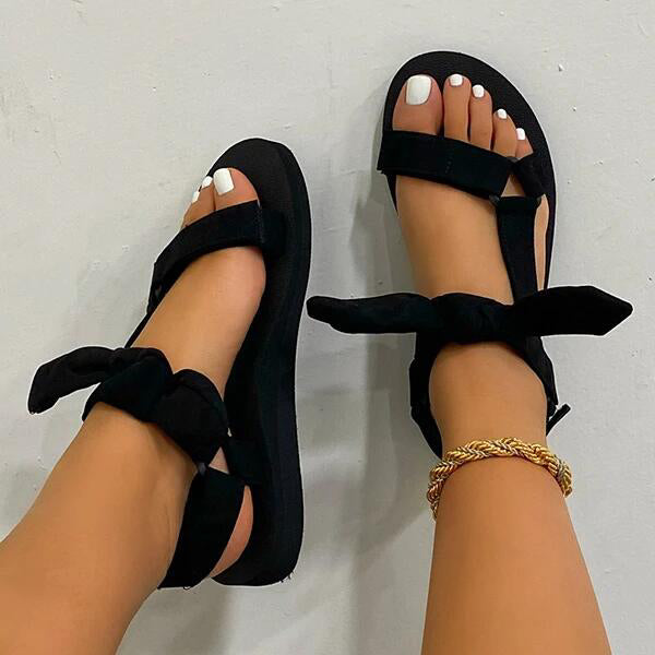 Lattice Bow Flat Sandals for Women - Comfortable Summer Casual Shoes - Perfect for Beach, Wedding, and Outdoor Activities