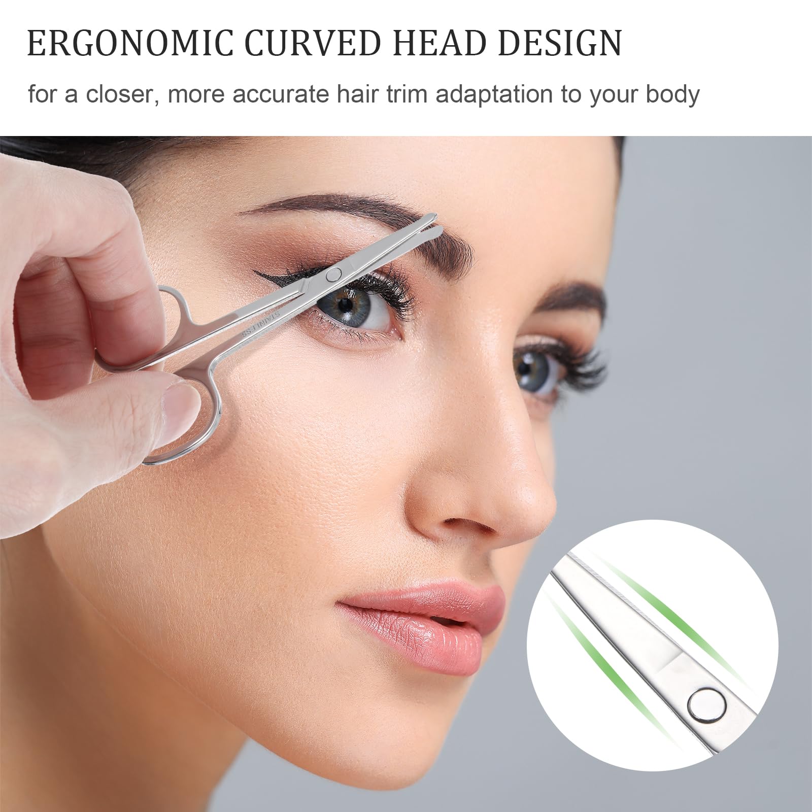 Premium Stainless Steel Nose Hair Scissors - Rounded Tip Safety Grooming Scissors for Men & Women - Trimming Facial Hair, Mustache, Eyebrows - Perfect for Travel & Personal Care (Silver)