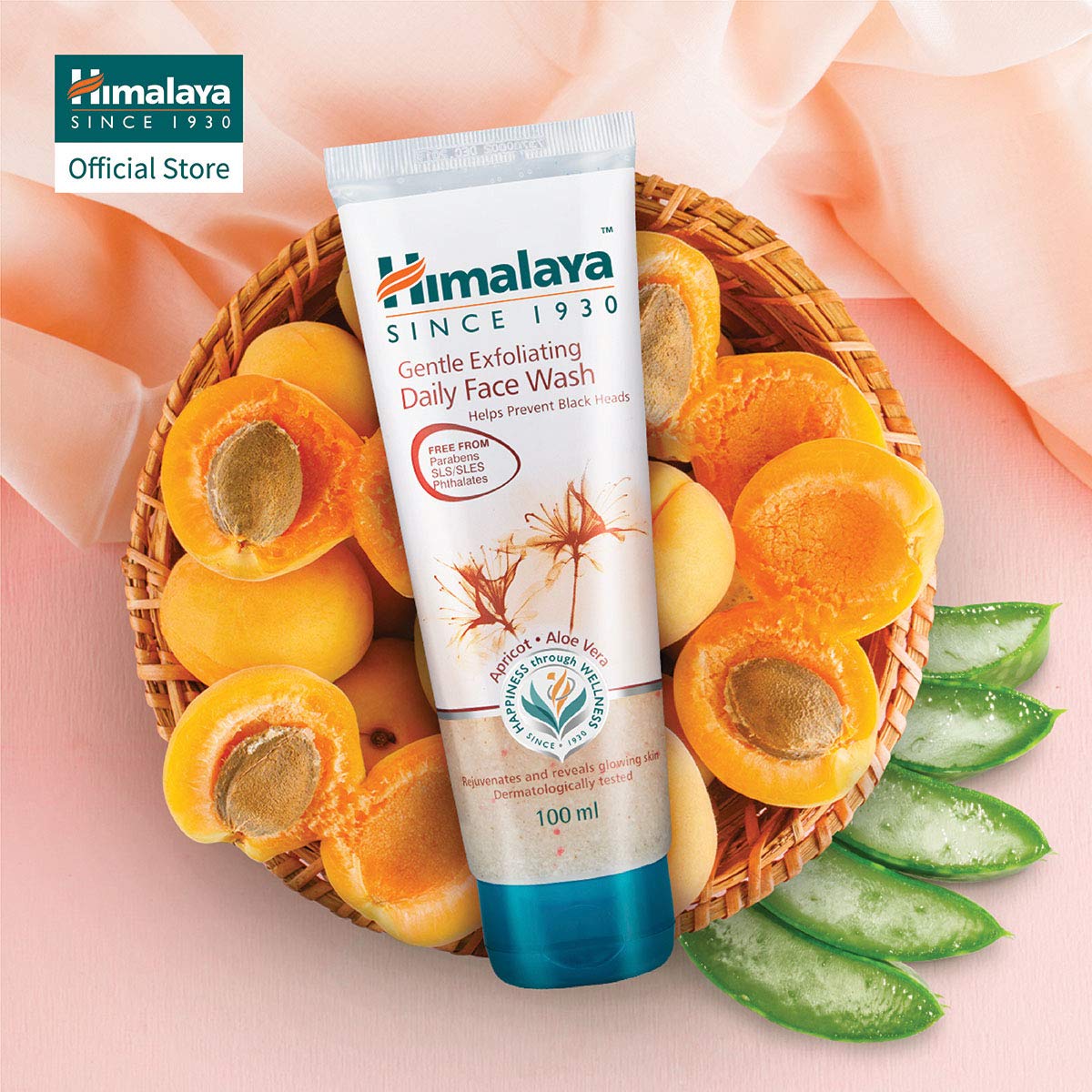 Himalaya Herbal Deep Cleansing Apricot Face Wash 100ml - Gentle Exfoliating & Oil Control for Clear Skin - Perfect for Daily Skincare Routine & Travel