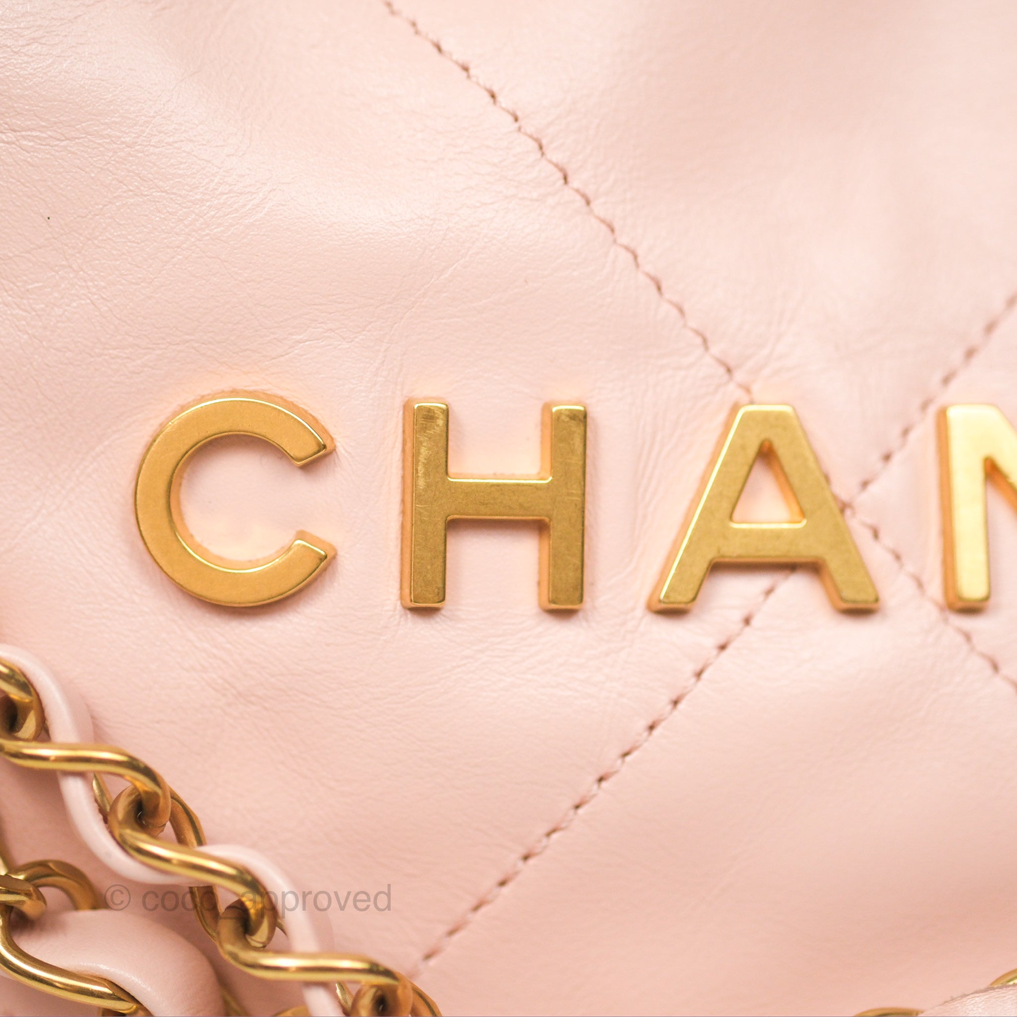 Chanel 22 Small Quilted Pink Shiny Calfskin Bag with Aged Gold Hardware - Luxury Crossbody Purse for Women, Perfect for Date Night & Special Occasions