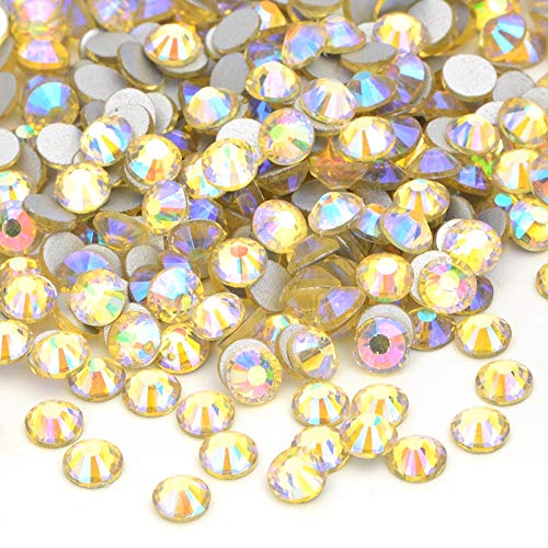 Xuccus JUNAO SS16 SS20 SS30 Hyacinth AB Glitter Glass Nail Rhinestones - Flatback Nail Crystals, Round Glass Strass Diamonds for Nail Art & Crafts (1440Pcs, Amethyst AB) - Perfect for DIY Nail Designs, Manicures, Jewelry Making and Home Decor