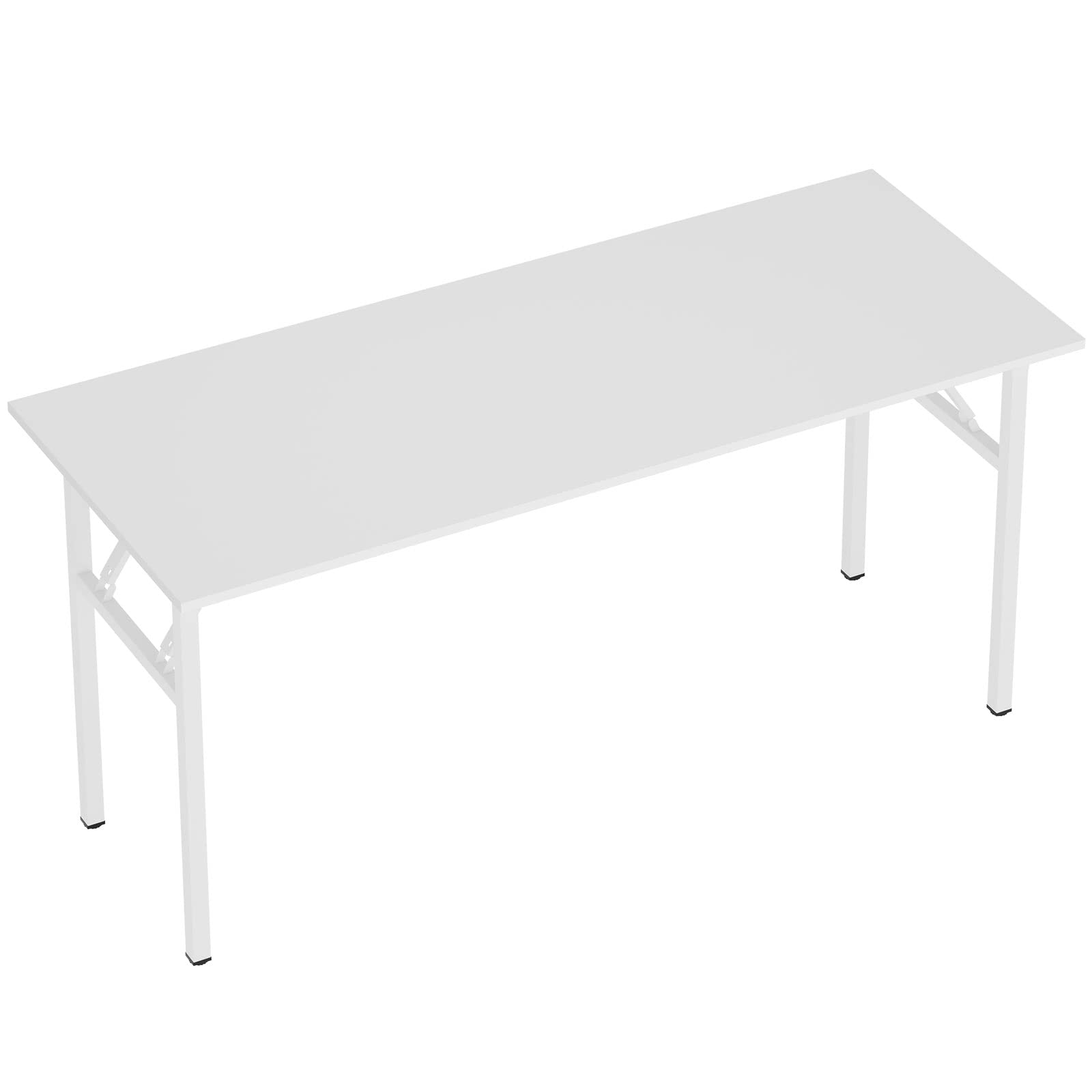 SogesFurniture 62 Inch White Computer Desk - Home Office Desk, Study Writing Table, Workstation with Metal Frame & Folding Design | Perfect for Small Spaces, Gaming Setup & Remote Work