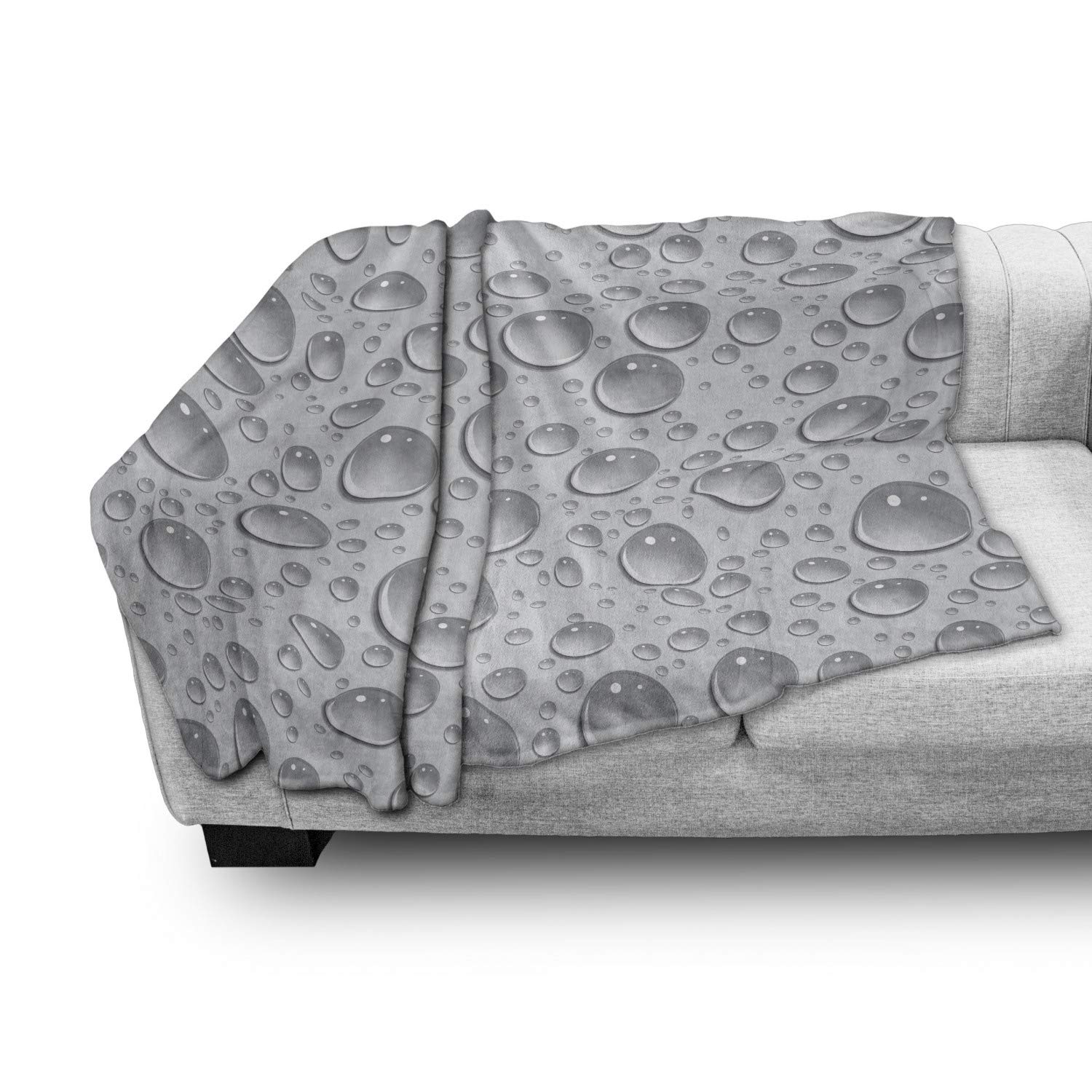 Ambesonne Grey Flannel Fleece Throw Blanket - Small Large Bubbles Pattern Water Design, Soft Monochrome Accent Piece for Couch, Bed & Sofa (50x60 Inches) - Perfect for Living Room, Bedroom Decor & Cozy Winter Nights
