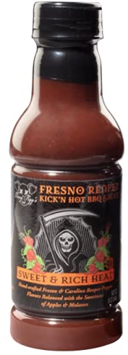 Tony Piggs Hot BBQ Sauce Fresno Reaper Flavor (19oz) - Spicy Barbecue Sauce with Fresh Peppers - Perfect for Wings, Ribs, Burgers & Grilling - Ideal for Summer Parties, Cookouts & Father's Day Gifts for Men