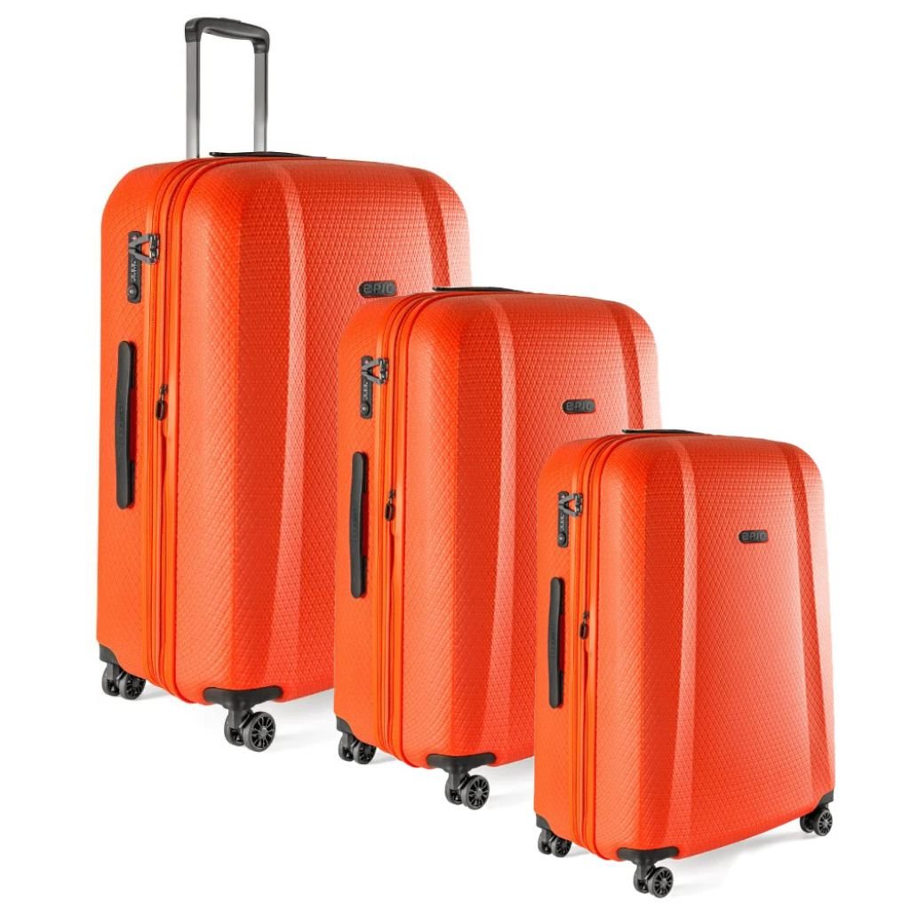 Epic GTO 5.0 3-Piece Hardside Luggage Set in Neon Orange - Durable Lightweight Suitcase for Travel, Business Trips & Vacations