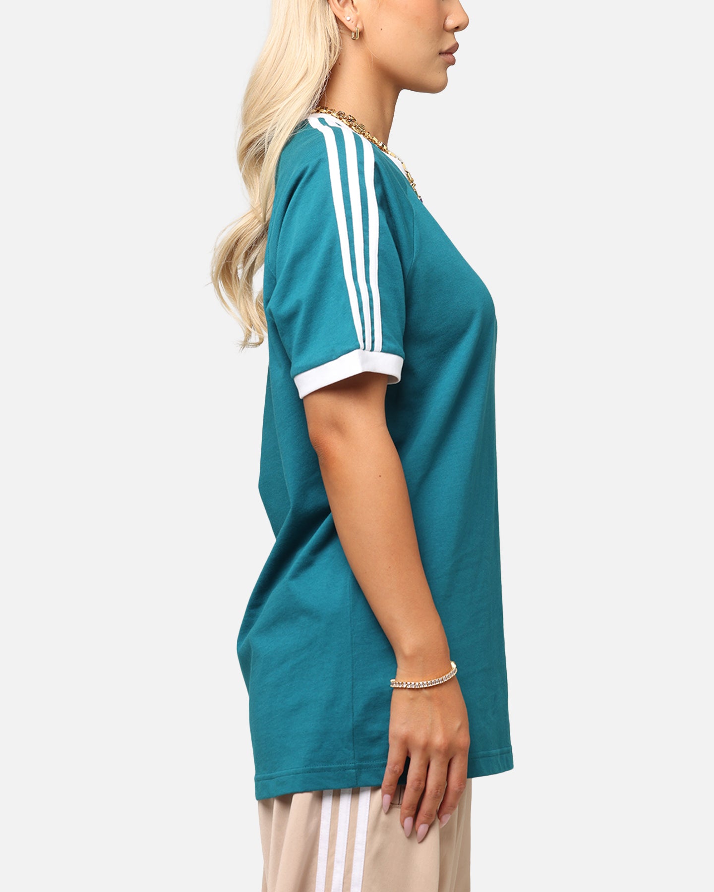 Adidas Classics 3 Stripes T-Shirt for Men - Soft Cotton Teal Blue Casual Shirt - Perfect for Gym, Workout & Streetwear Fashion