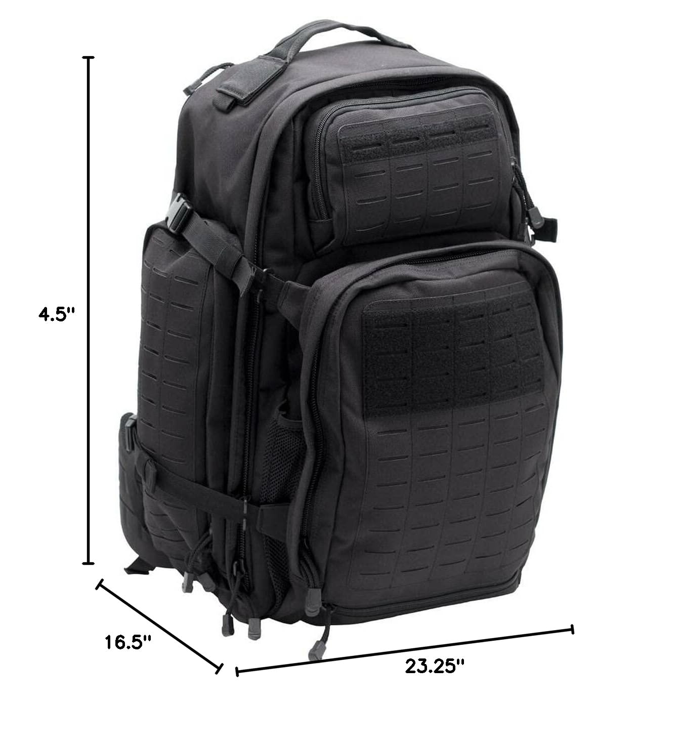 LAPG Atlas 72 Hour Tactical Backpack for Men & Women - Large MOLLE System Military Backpack for Hiking, Hunting & Survival - Durable Bug Out Bag for Outdoor Adventures & Emergency Preparedness - Black