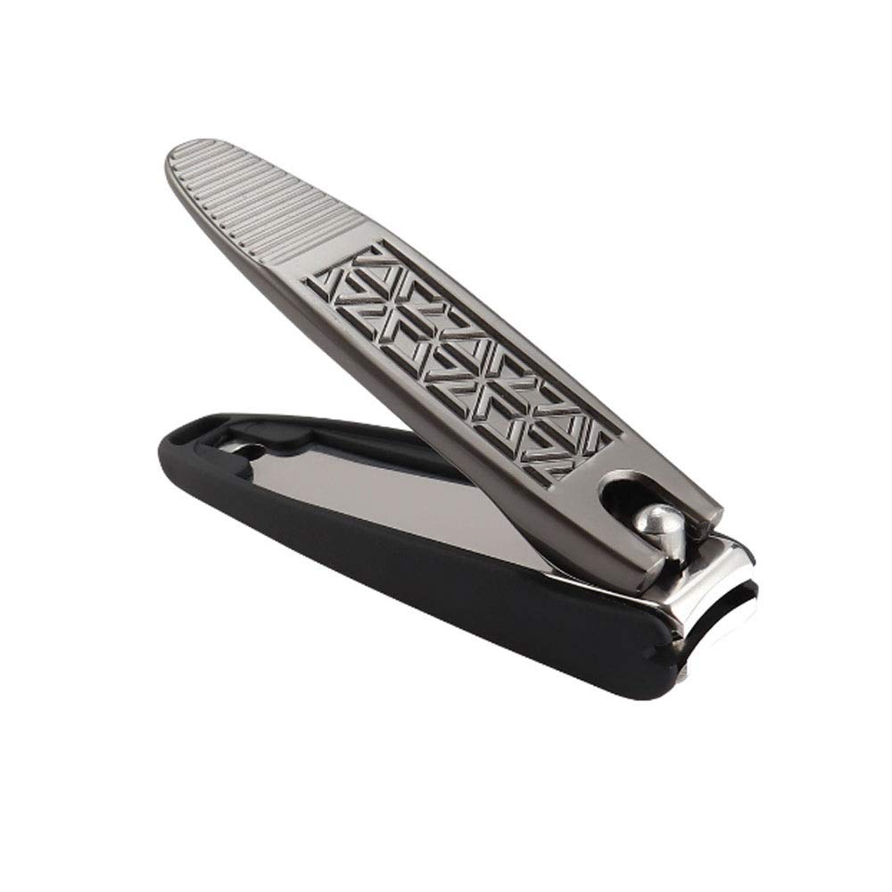 Premium Stainless Steel Toe Nail Clippers for Adults - Black Splash-Proof Design (74x40x19mm) - Professional Pedicure Tool for Home, Travel & Salon Use