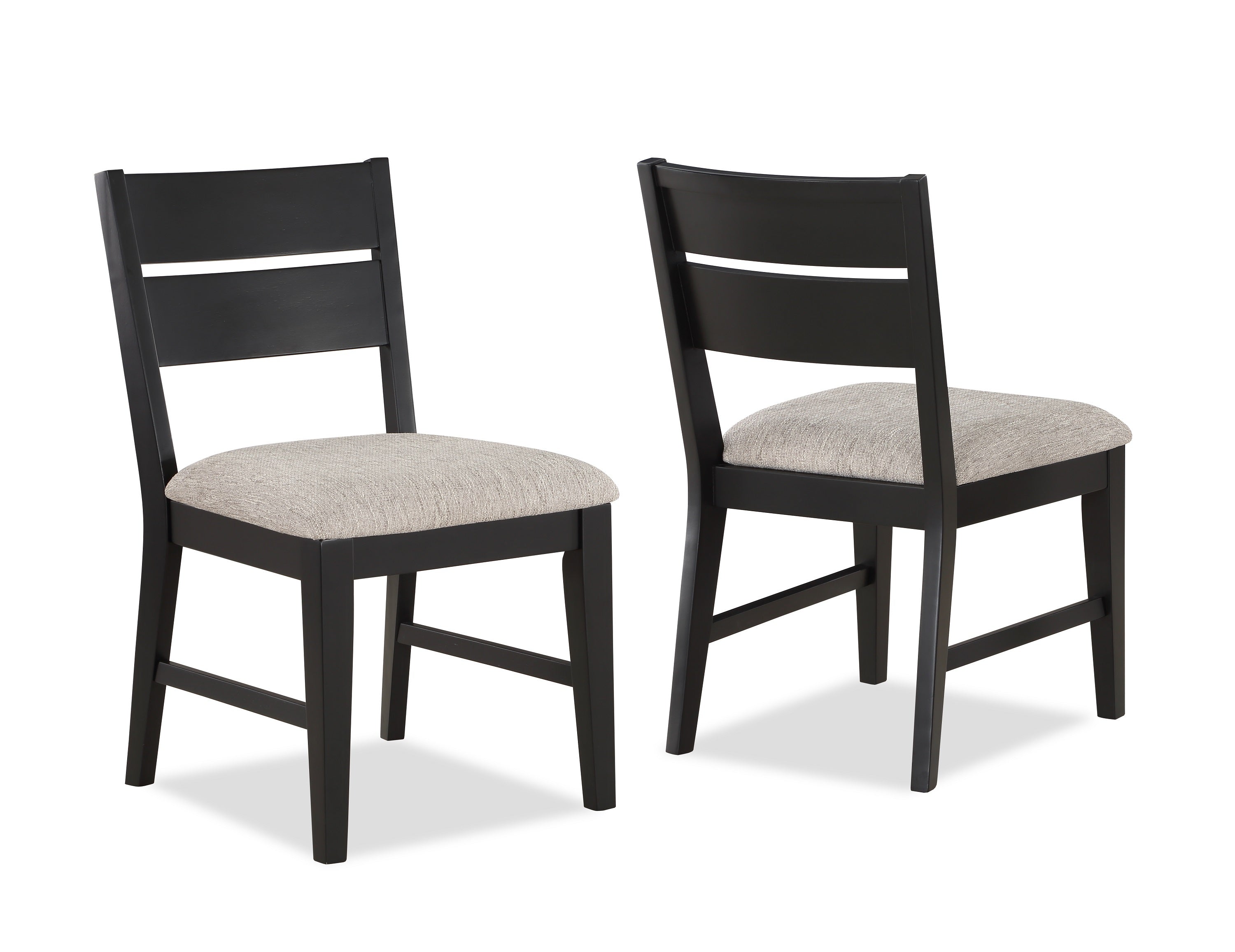 Modern 2-Piece Upholstered Dining Chairs with Ladder Back Design - Dark Wood Frame & Gray Fabric Seats - Perfect for Kitchen, Dining Room, or Breakfast Nook - Comfortable & Stylish Home Furniture Set