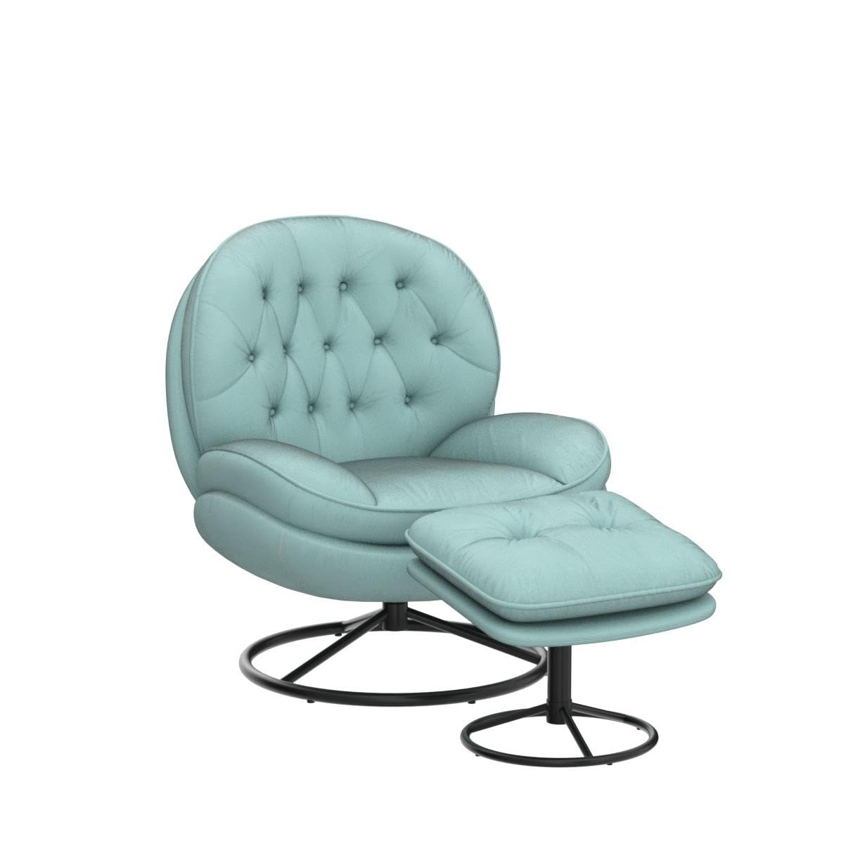 Homsof Velvet Swivel Accent Chair with Ottoman Set - Modern Chaise Lounge & Footstool - Comfortable Armchair with Sturdy Metal Legs for Living Room, Bedroom, or Office