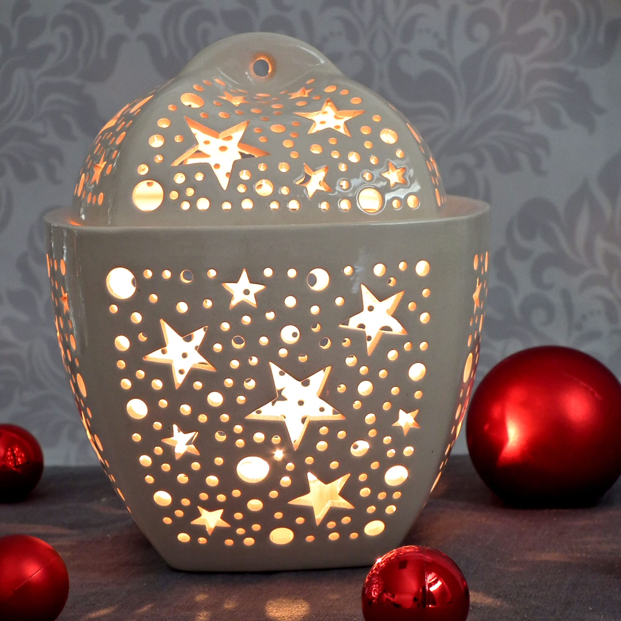 Handmade Ceramic Fruit Bowl with Christmas Star Design - Candy Jar for Holiday Home Decor | Perfect for Christmas Gifts, Table Centerpiece, and Festive Kitchen Decor