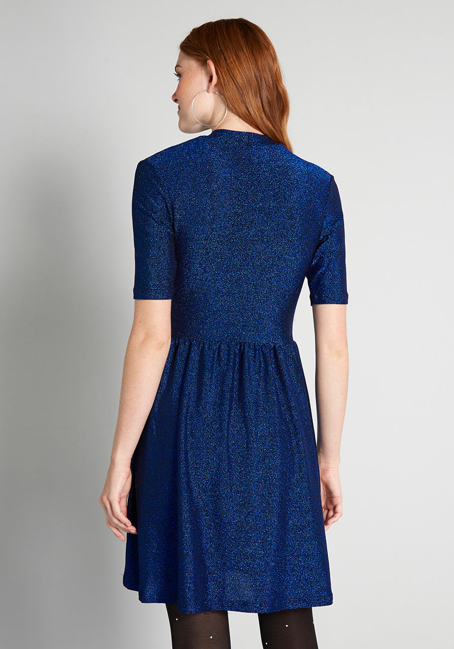 Elegant Glacial Blue Skater Dress for Women - Perfect for Parties, Dates & Special Occasions